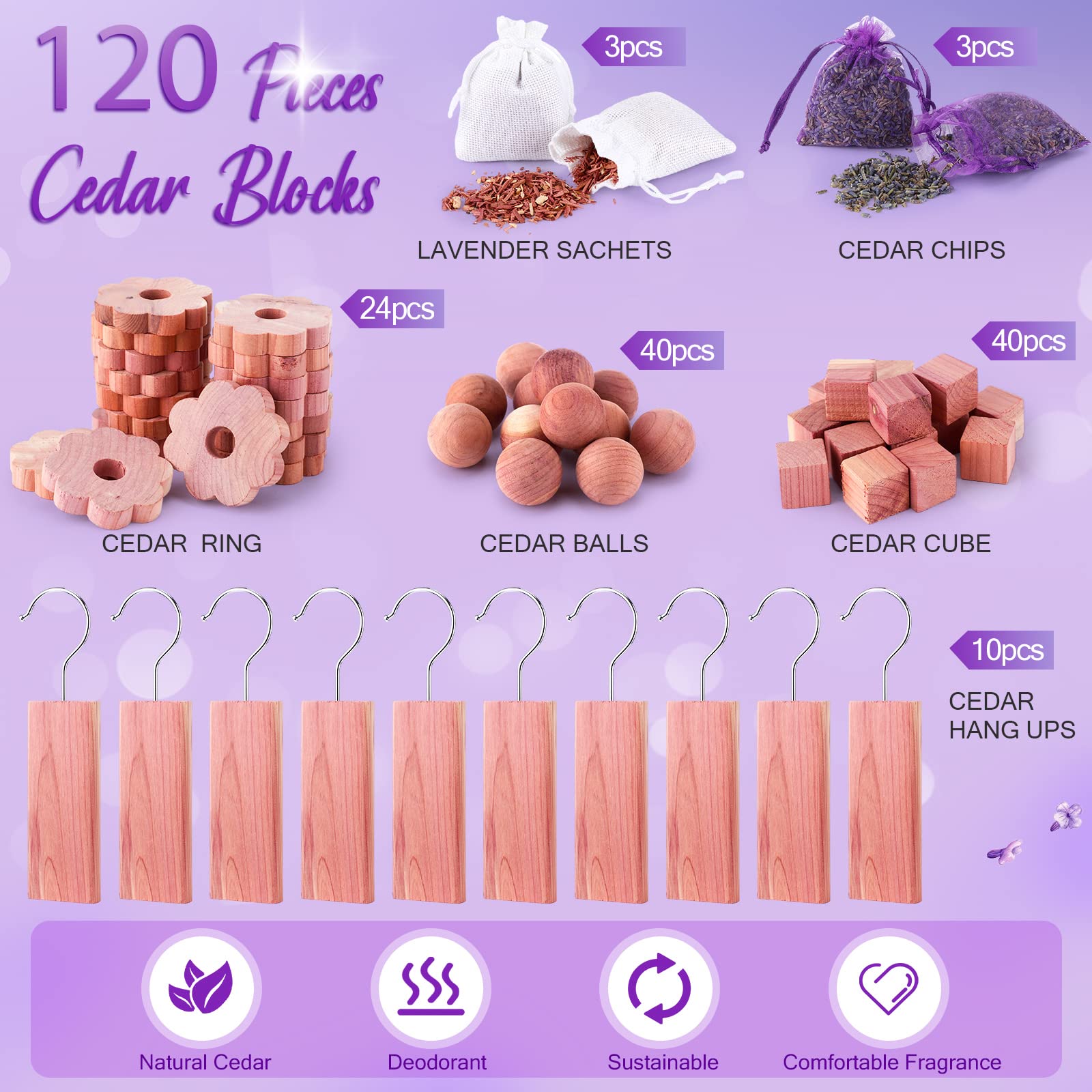 lavender sachets cedar blocks dried rose petals in linen closet storage setup