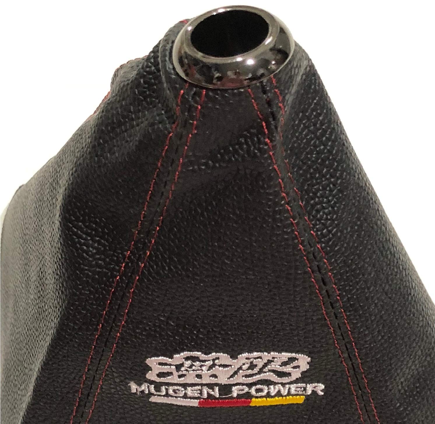 MUGEN PVC Black Retainer/Red Stitch JDM Shift Knob Shifter Boot Cover MT/AT