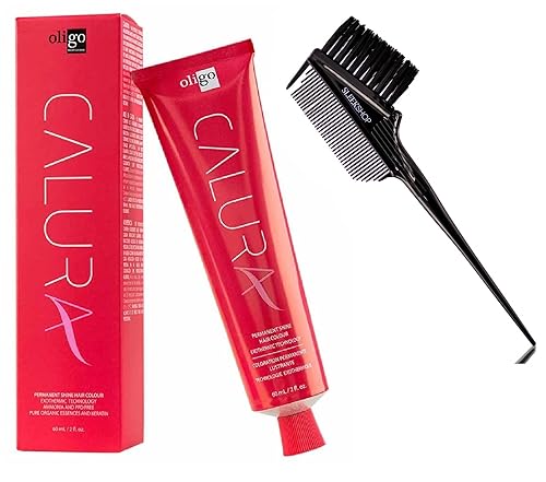 Sleekshop Peine + OIigo CALURA - Tinte permanente para el cabello, sin amoníaco, color de cabello sin PP (con elegante peine y cepillo 3 en 1)