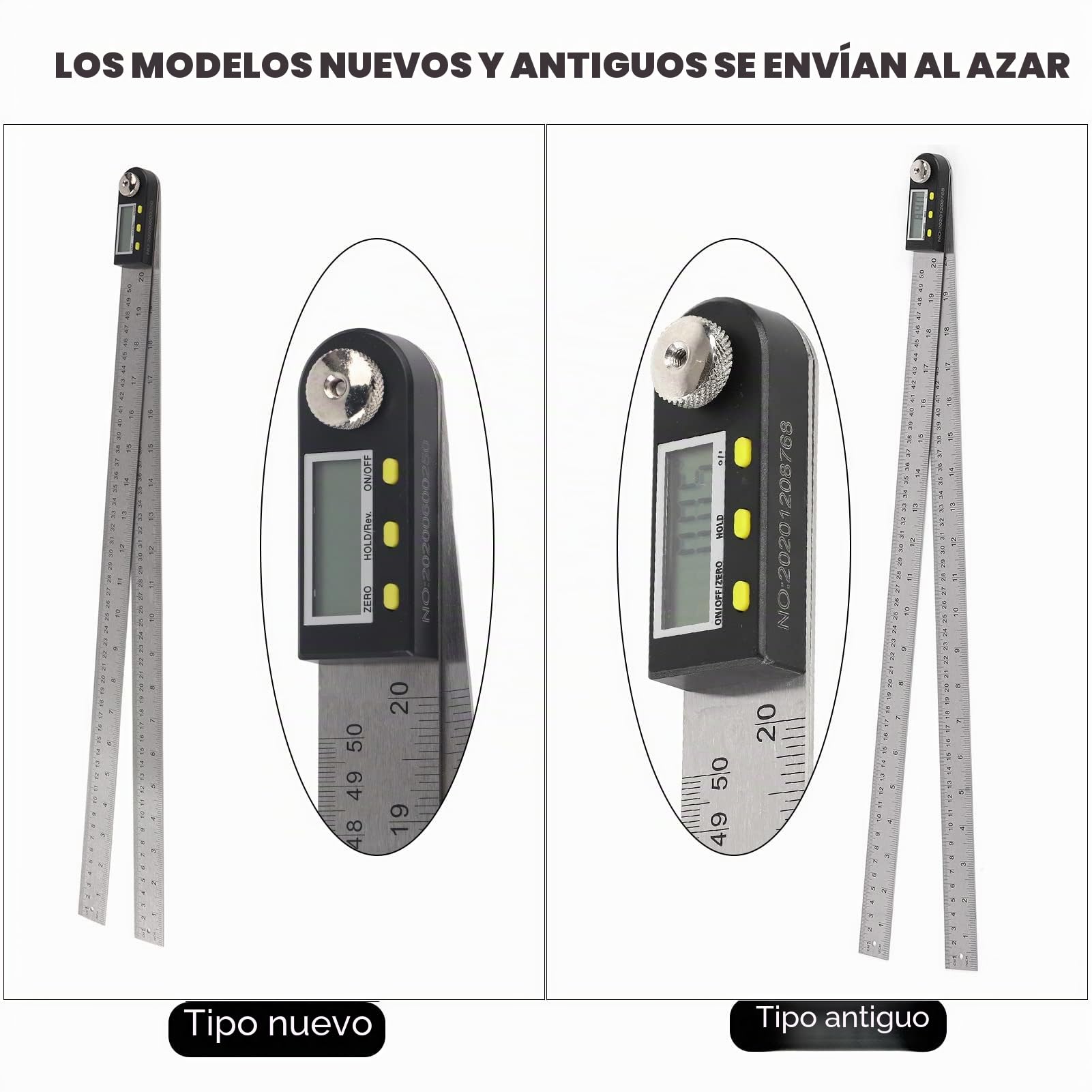 0-360 ° Regla de ángulo digital Medidor de pantalla LCD Transportador Goniómetro de carpintería de acero inoxidable 500 mm