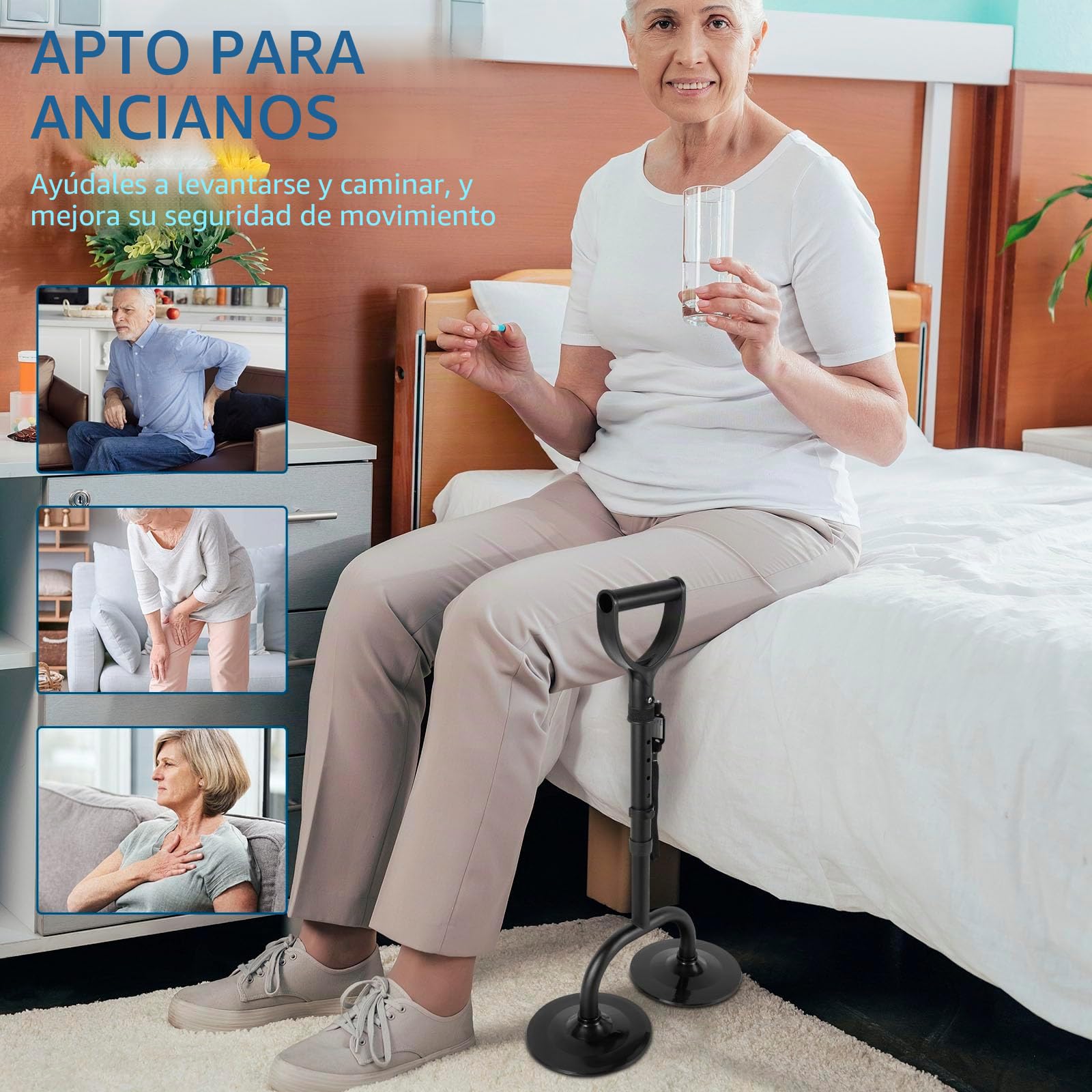 Ancianos Asistente para sentarse cama, ayuda para levantarse del sofá, ayuda a levantarse para personas mayores, 5 niveles de altura ajustable, ideal para mayor seguridad y comodidad al
