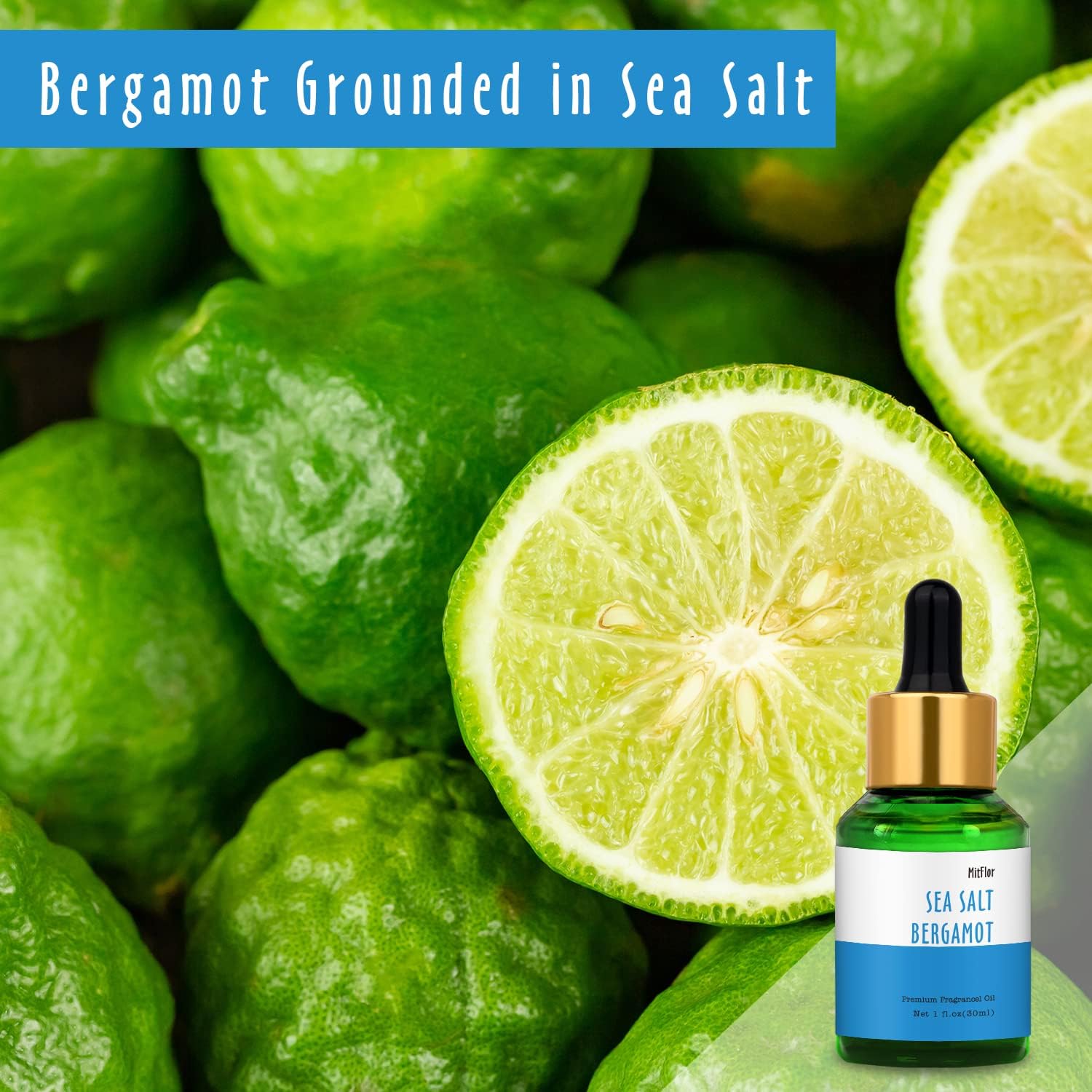 MitFlor Ocean Mist & Sea Salt Bergamot & Costal Linen Fragrance Oil, MitFlor Beach Single Scented Oil, Soap & Candle Making Scents, Large Size Aromatherapy Oil, 30ml