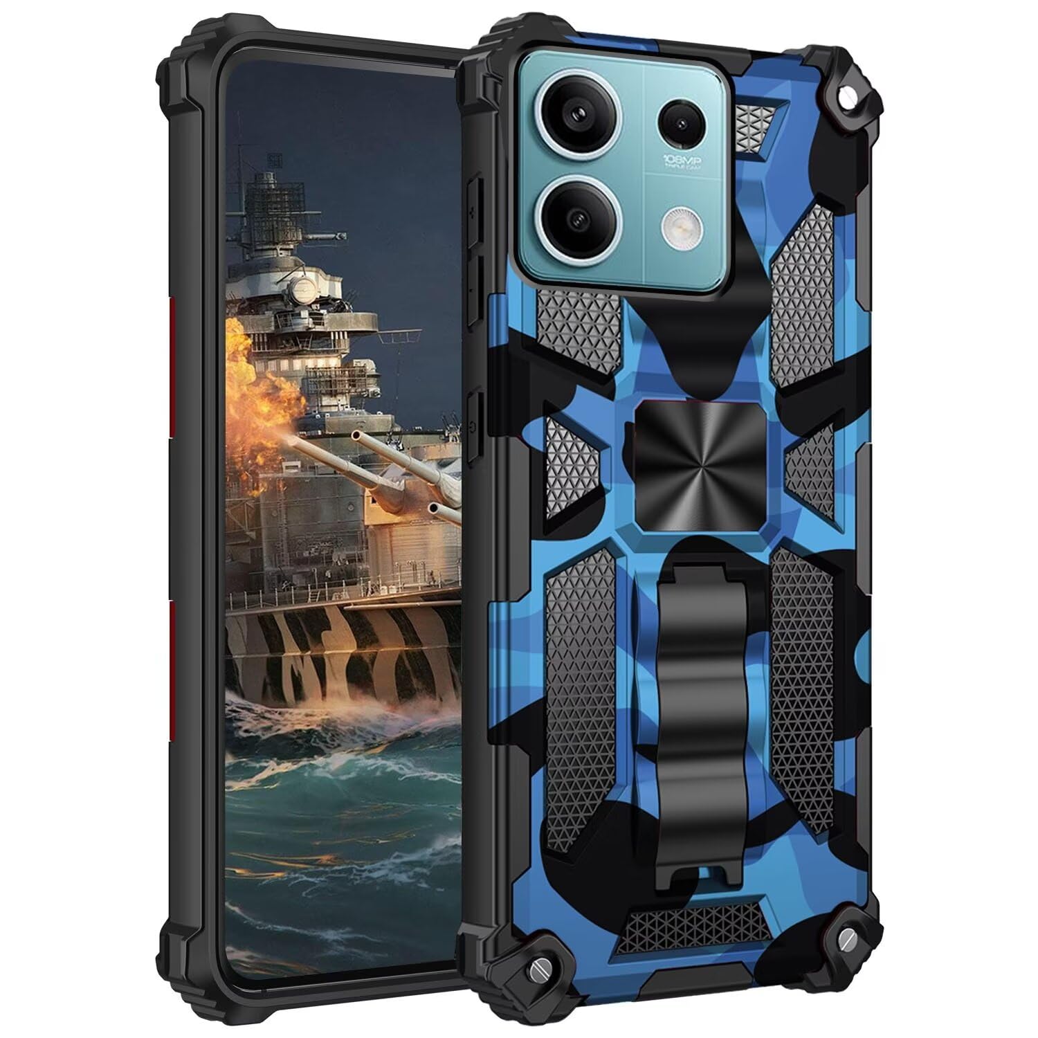 Schutzhülle Für Xiaomi Redmi Note 13 Pro 5G – Stoßfest, Militärischer Schutz, Mit Ständer, Hellgrün
