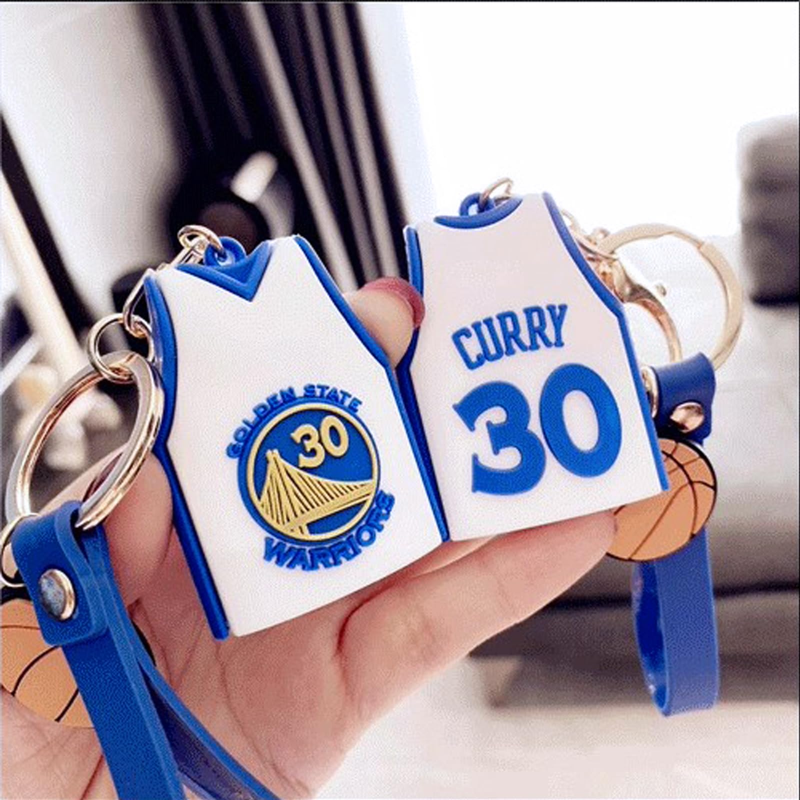 Portachiavi in Jersey, Portachiavi 3D Cartone Animato in Silicone, Immagine Delicata, für Souvenir, Ornamenti per Zaini, Appassionati di Basket(Maglia bianca n. 30)