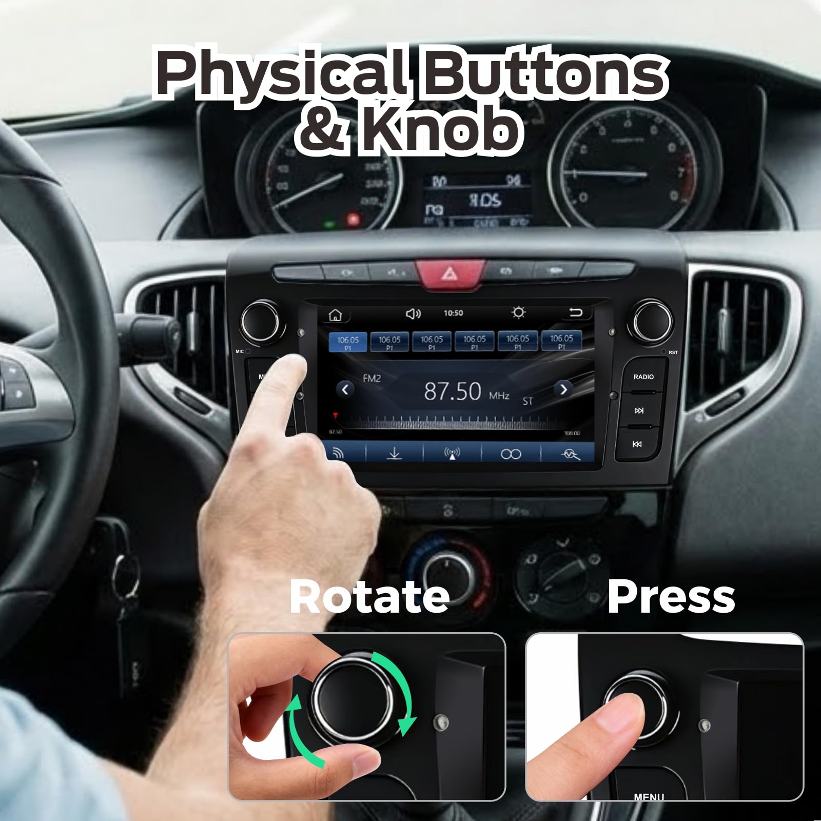 Autoradio Linux per Lancia Ypsilon 2011-2020 con CarPlay Wireless e Android Auto, avvio in 2 secondi, comandi fisici tramite manopola, audio di livello OEM, installazione Plug & Play