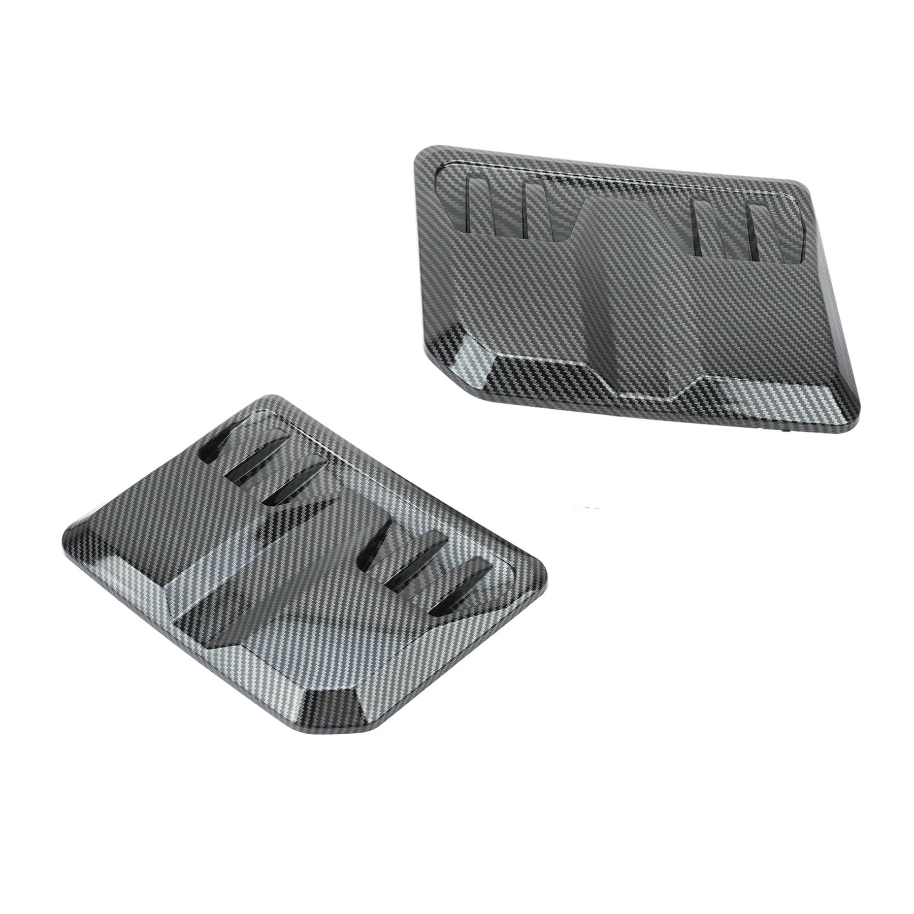 Car hood trim cover 2 pezzi cofano auto universale nero lucido in fibra carbonio decorazione aspirazione flusso d'aria scoop adesivi copertura sfiato(Carbon Fiber)