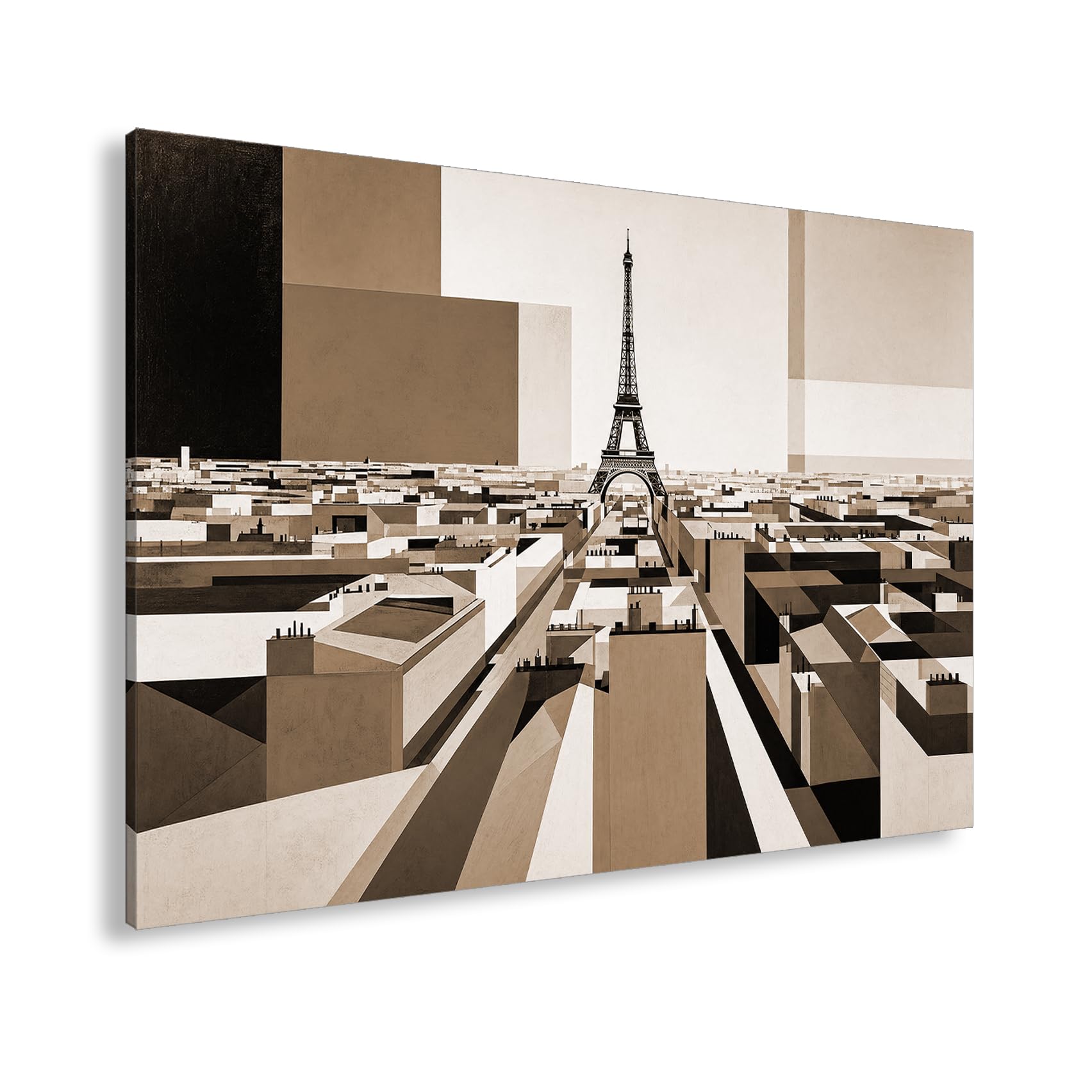 deyoli Obraz na płótnie abstrakcyjne miasto z wieżą Eiffla 70 x 50 cm Sepia