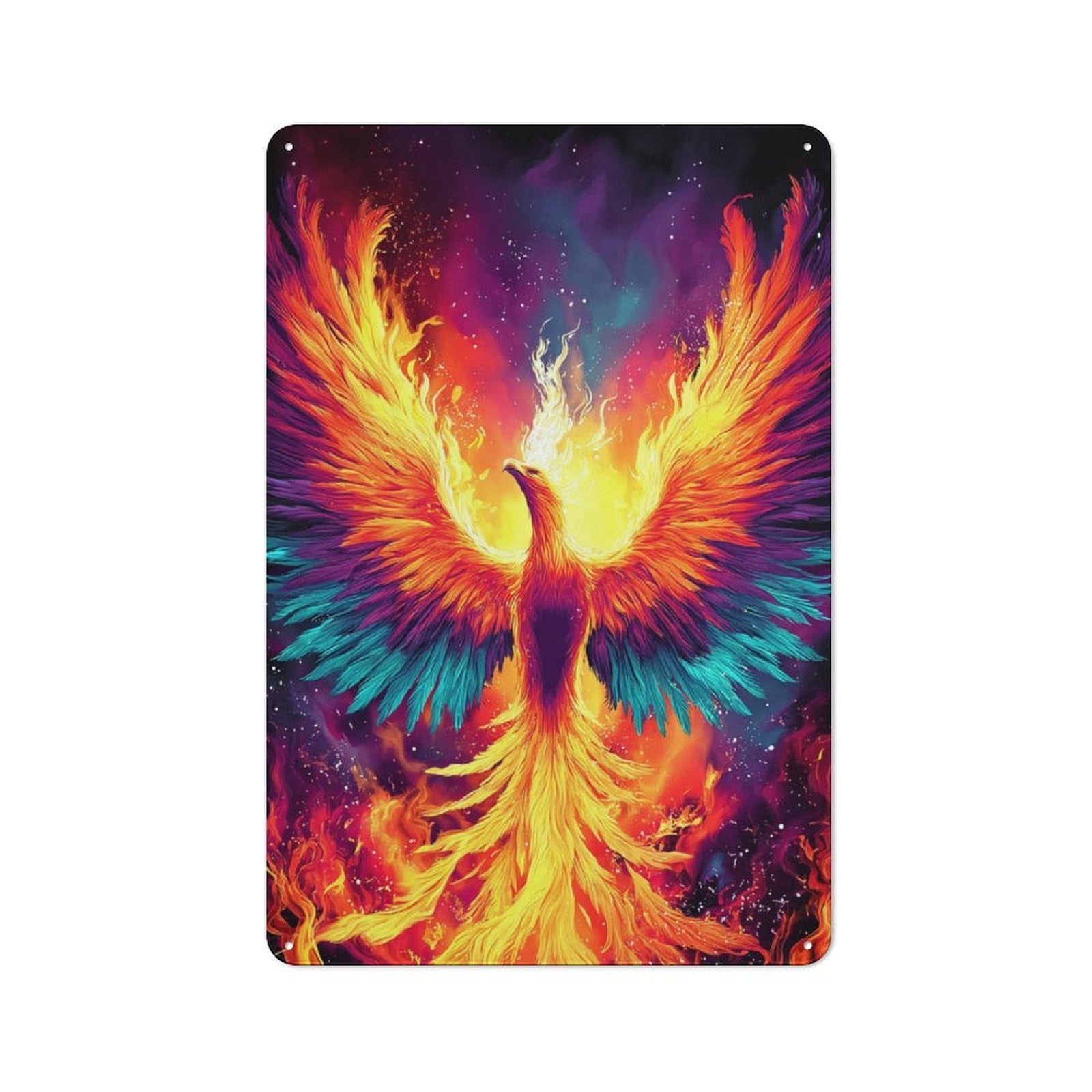 Junmoney Phoenix Rising A Fiery Fantasy Artwork -4 Vintage Tin Sign 30X20cm For Home Office Or Studio, For Vintage Wall Decor Fans, For Cafés, Pubs And Restaurants