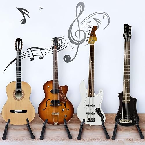 Miniatura 6 de Sadnyy Soporte de guitarra plegable de 3 piezas, soporte de piso con marco A, soporte de guitarra portátil con goma antideslizante y brazos de