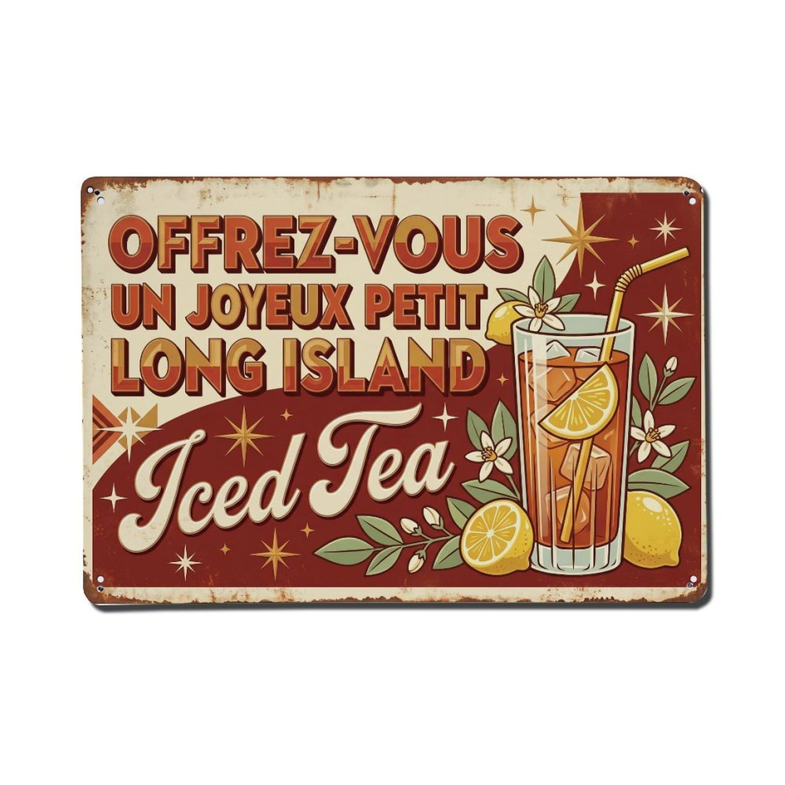 Long Island Iced Tea Fruity Concoction Metal Tin Sign Plaque Wall Decor for Cafe, Club Bar, Office, Home Garden Metal Poster 8x12Inch
