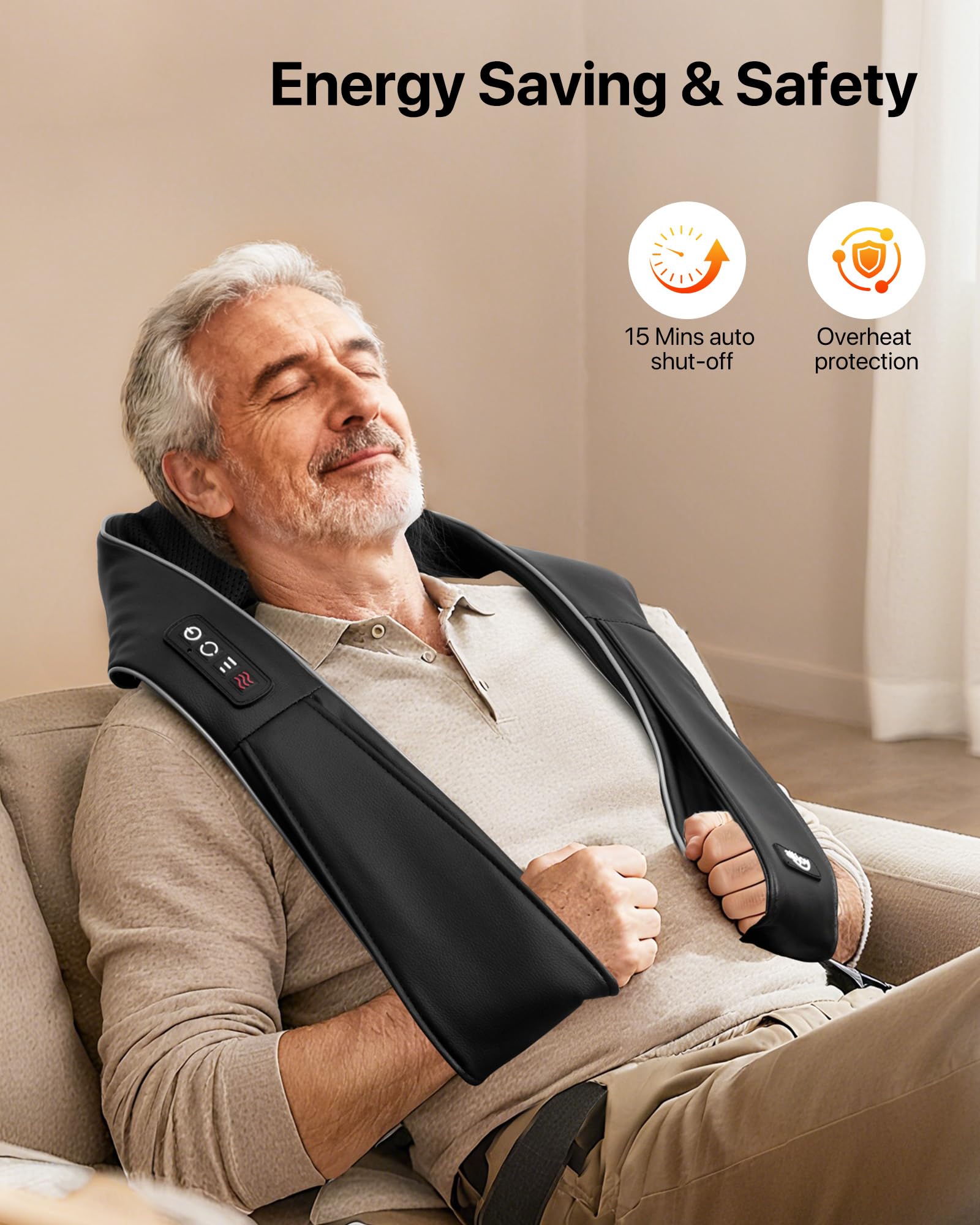 Masajeador Shiatsu de espalda y cuello con calor, almohada eléctrica ALLJOY de tejido profundo 3D, para aliviar el dolor de cuello, uso cómodo en la oficina en casa, idea de regalo para papá, mamá