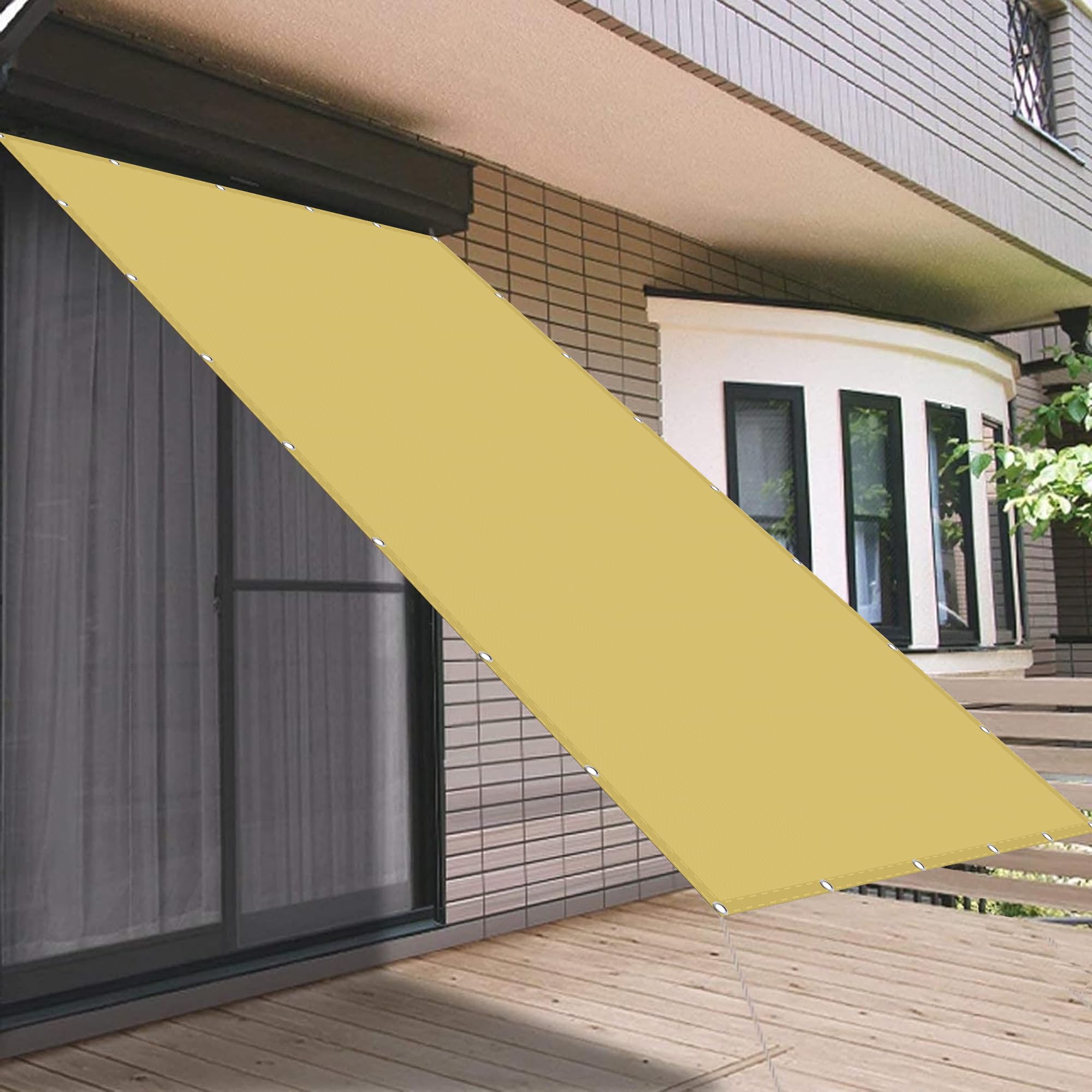 Voile d'ombrage 2.2x2.8m jaune sable avec oeillets pour terrasse