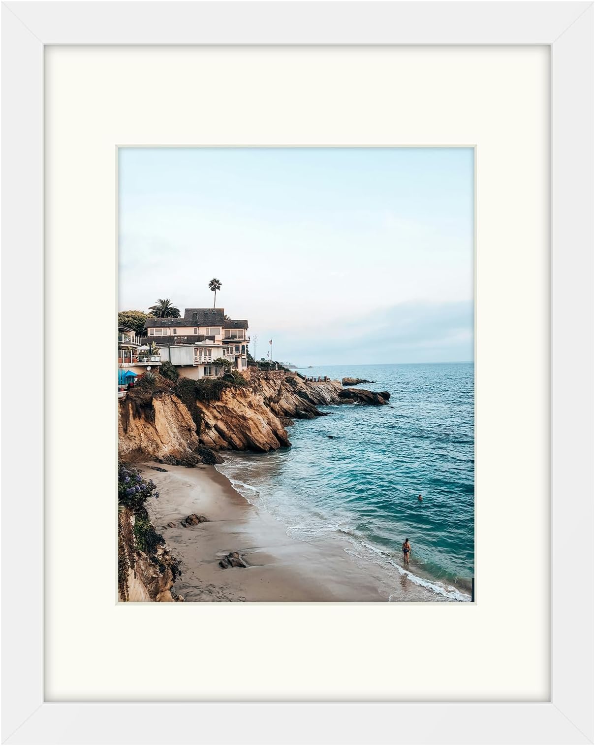 Frametory, 11x14 Frames Display 8x10 Picture with Mat or 11x14 Photo Without Mat, Shatter-Resistant Glass, Pre-Installed Wall Mounting Hardware - White