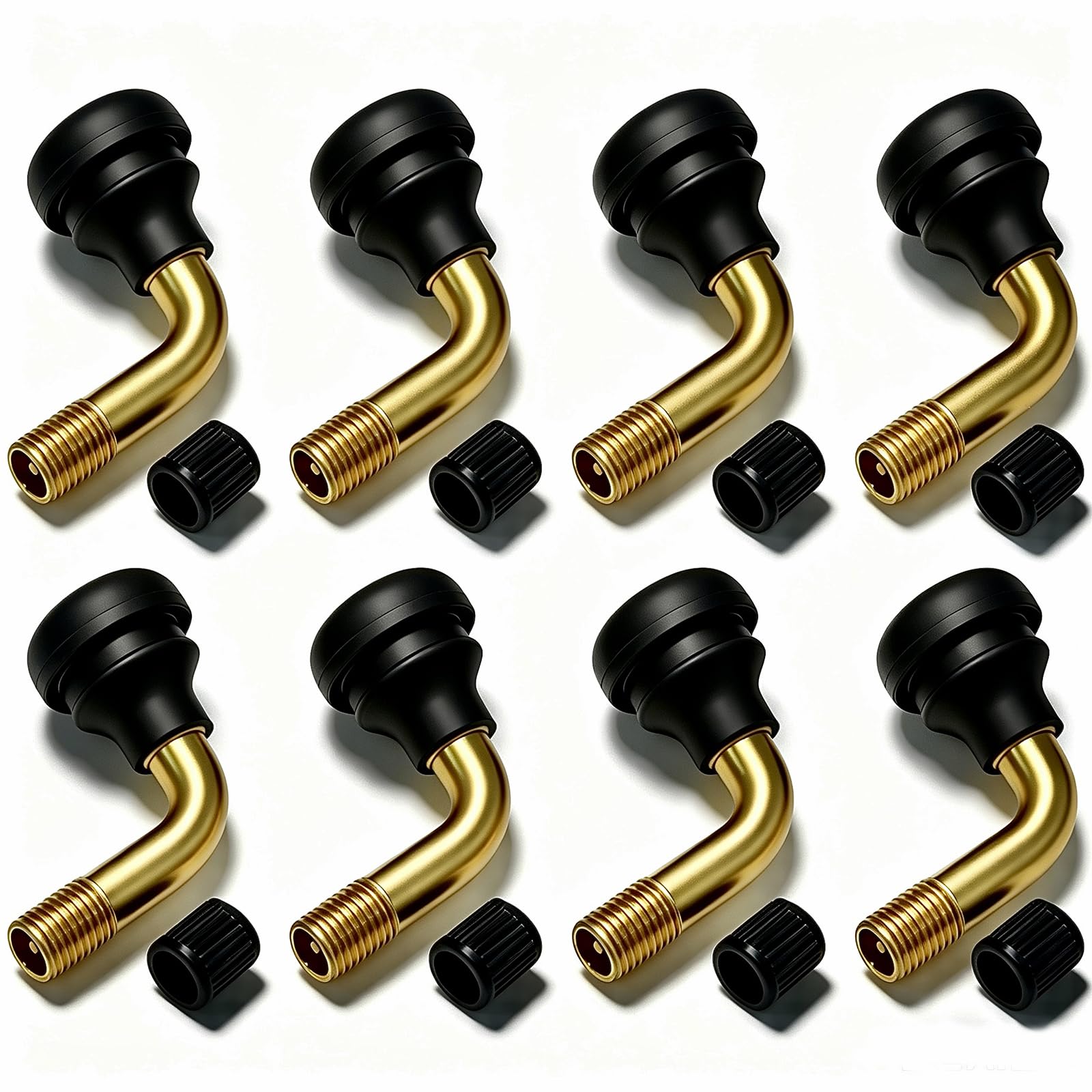 YRHHBYH Tubeless Tire Valve Stem PVR70 8PCS Rubber Black Snap-in Brass Stems Bent 90 Degree Fits for Motorcycle Scooter ATV Fits Tubeless Tire Rim Valve Cap Tire Repair Tools-image-23