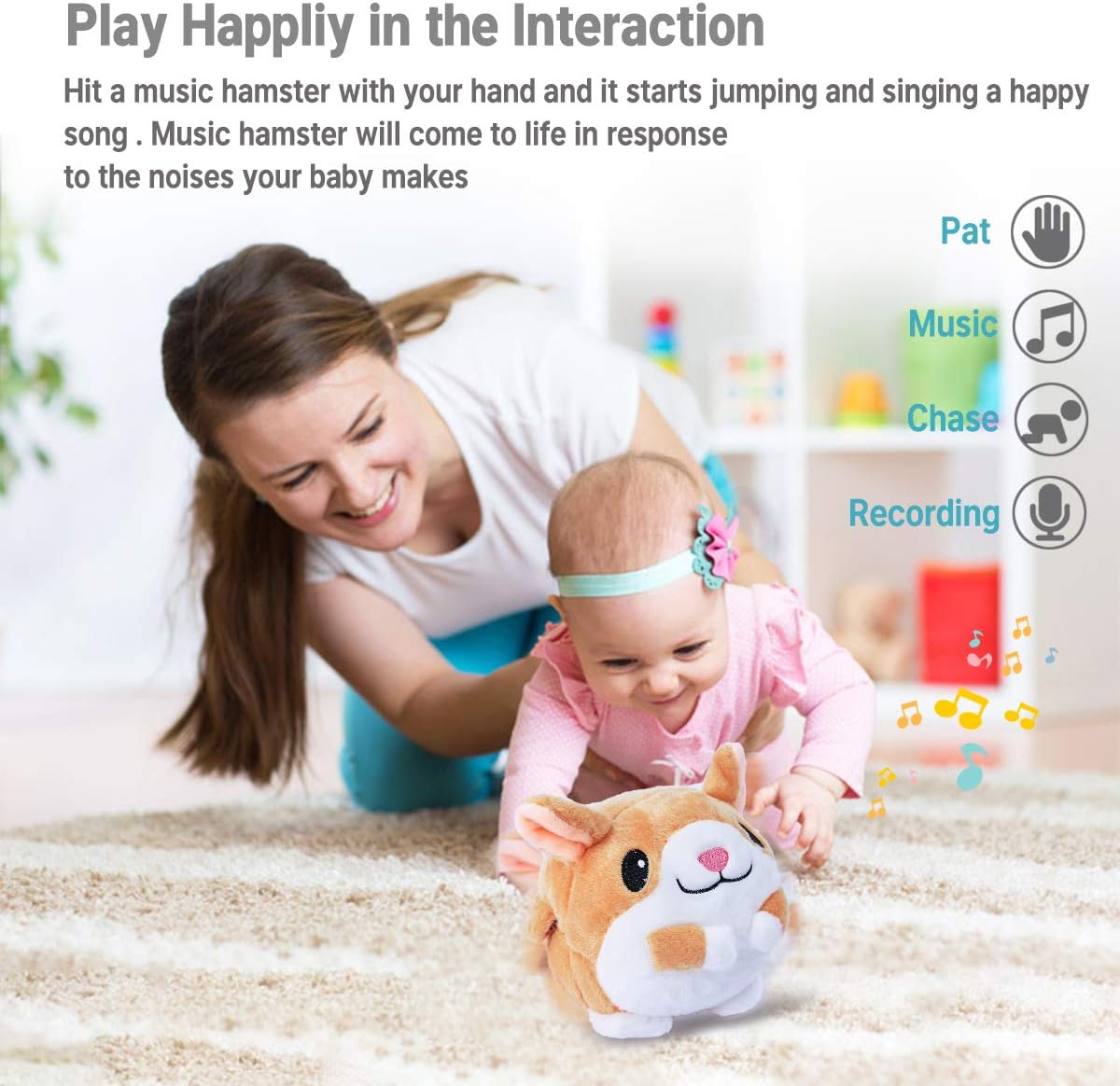 Baby Toys Music Hamster Toys Repeats What You Say and Play 50 Songs Musical Stuffed Animal Crawling Toys Old Toys Ball for Boys and Girls Toddler and Kids : Toys & Games