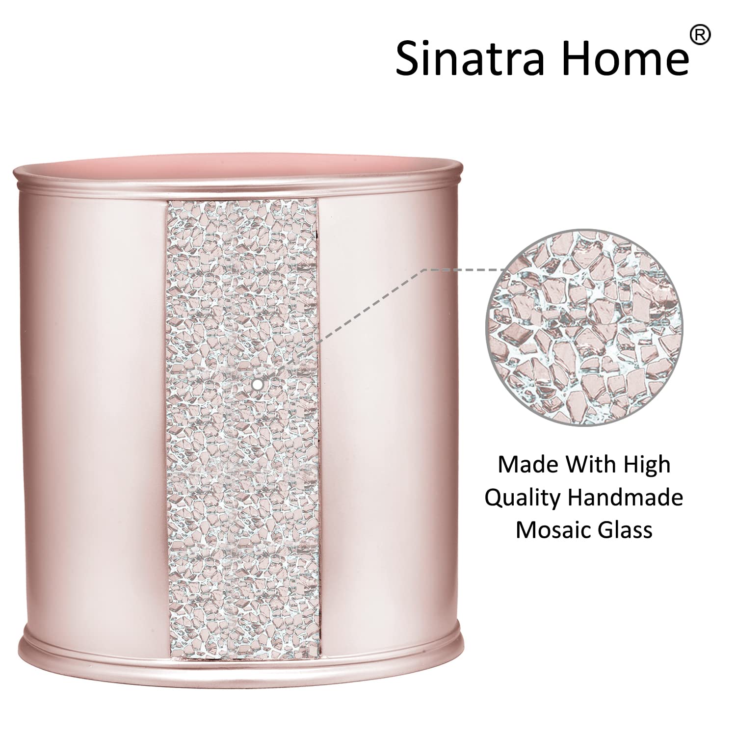 Zahari Home Sinatra Waste Basket Decorative Beautiful Designs Bathroom Bedroom Living Room Decor, Blush