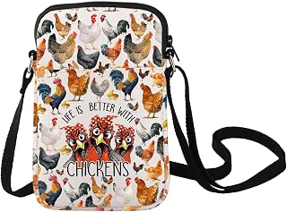 LEVLO Chicken Crossbody Bag Chicken Farmer Gift Life Is Just Better With Chickens Farmer Shoulder Bag Chicken Merch