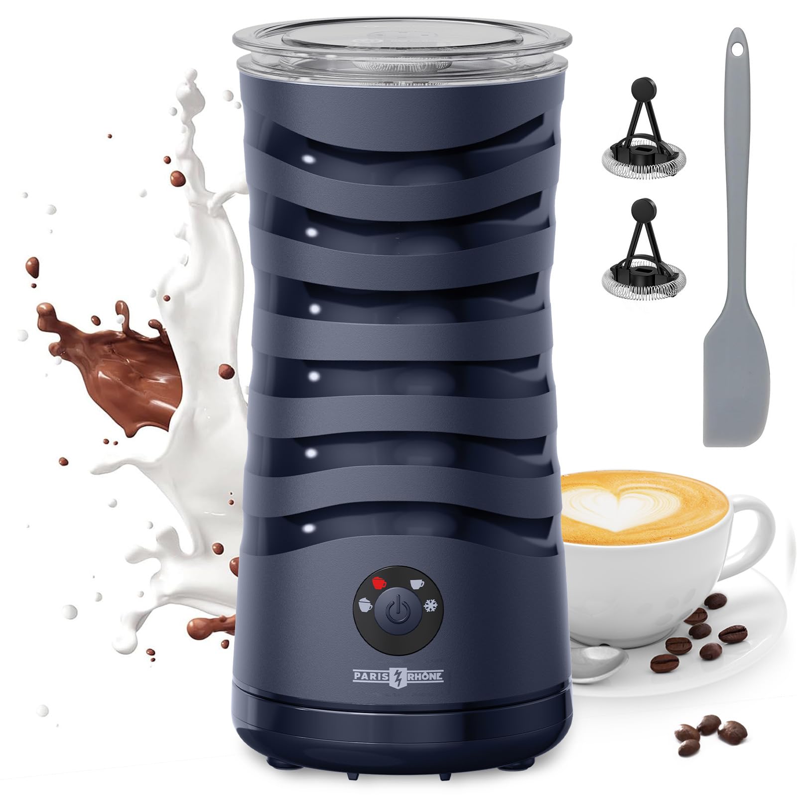 Paris Rhône 4-in-1 Milk Frother &amp; Steamer, Hot &amp; Cold Foam Maker