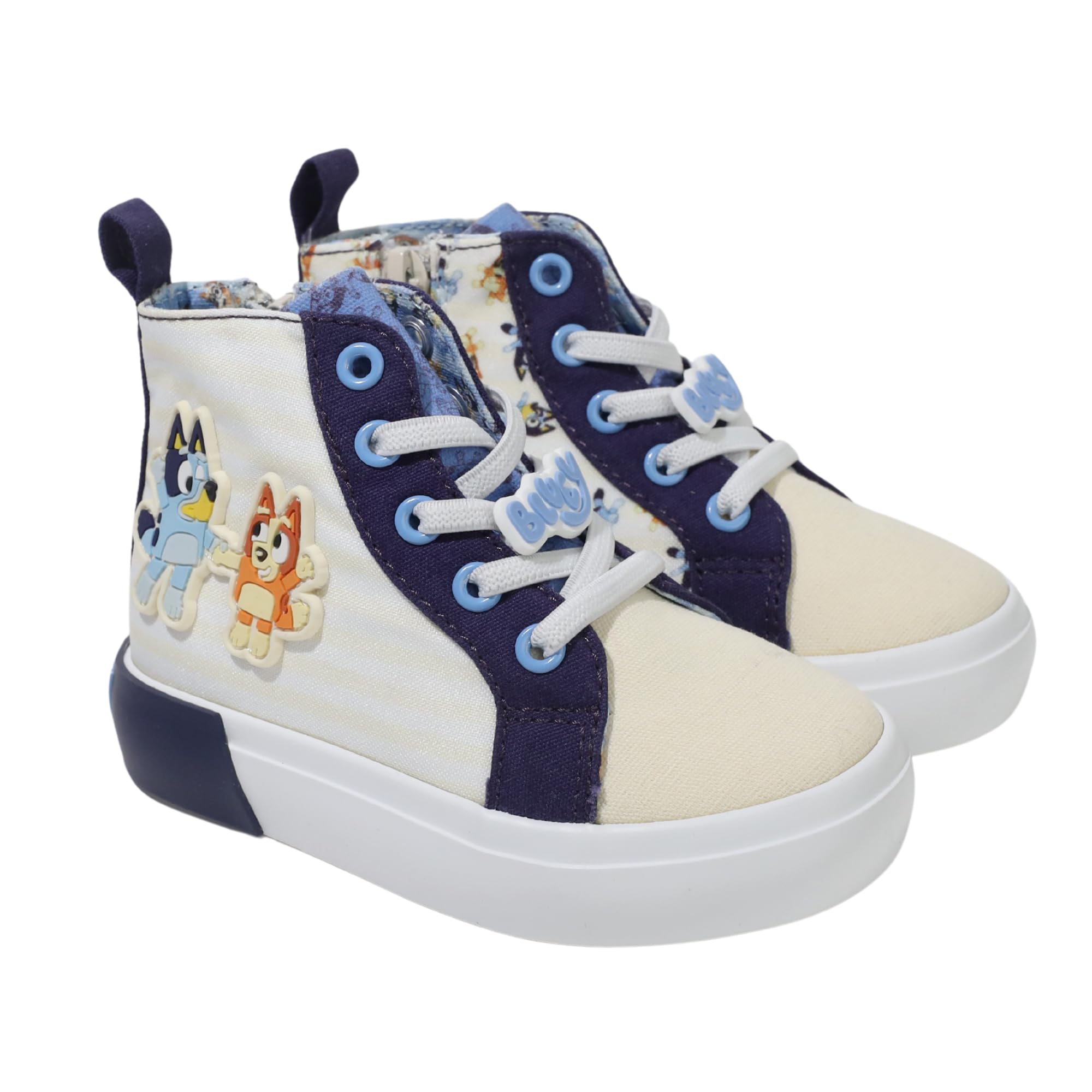 Ground Up Bluey Sneakers for Kids - Unisex High-top Bluey and Bingo Shoes with a Side Zipper so They Slip on!
