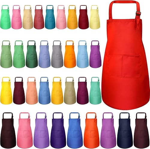 Handepo 35 Pcs Artists Aprons Adjustable Chef Apron Painting Aprons for Cooking Kitchen Grilling Painting