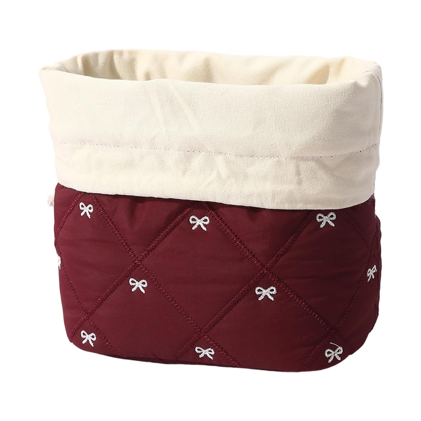 Xjdzineq Large Capacity Cosmetic Featuring Delicate Bowknot Detail in Cotton Blend Fabric Ideal for Travel Use Cotton Organizers