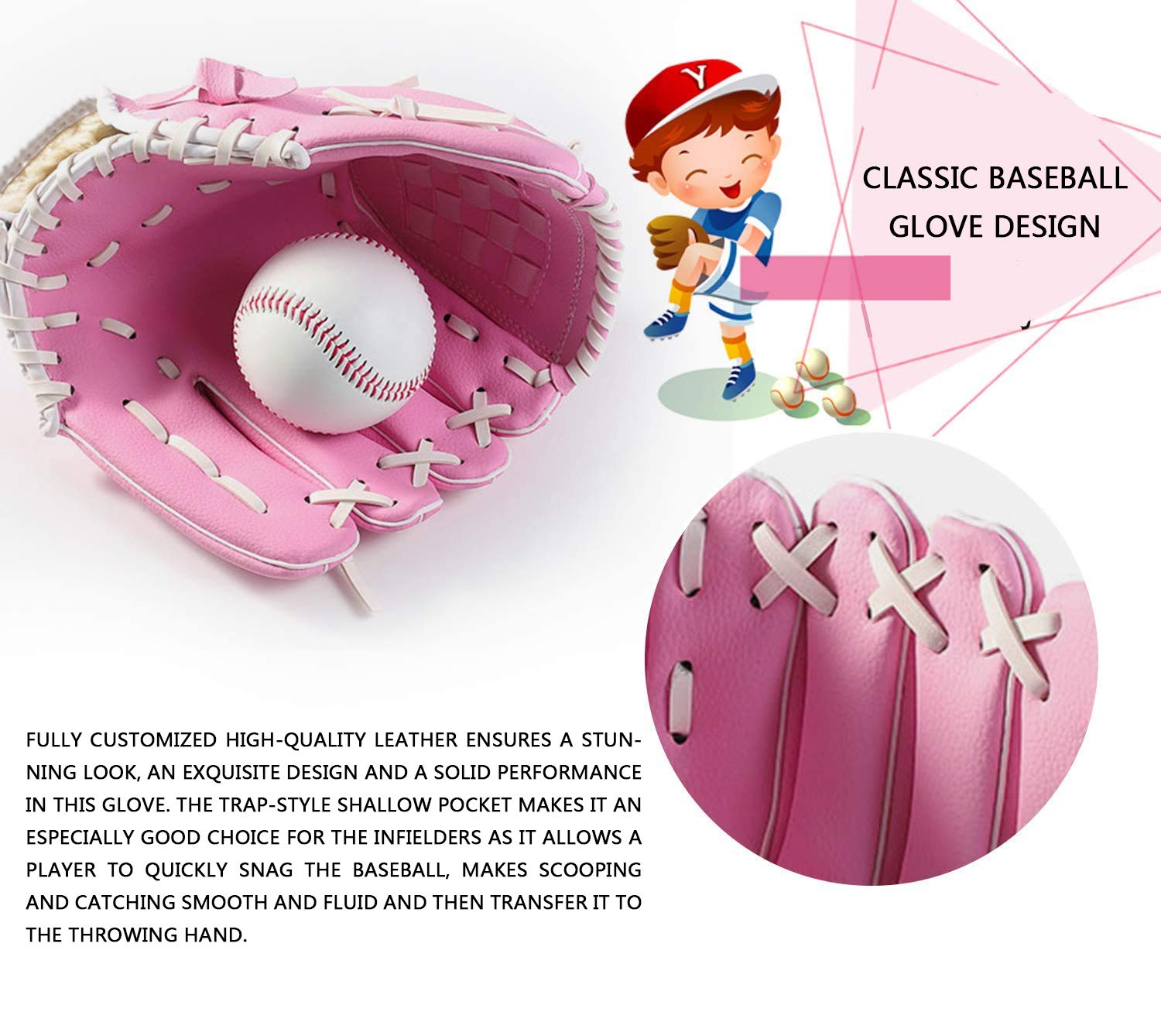 Guanto da baseball Guanti da battuta sportivi con guanti da softball per lanciatore di ispessimento in morbida pelle sintetica PU 12,5 pollici Guanto per mano sinistra