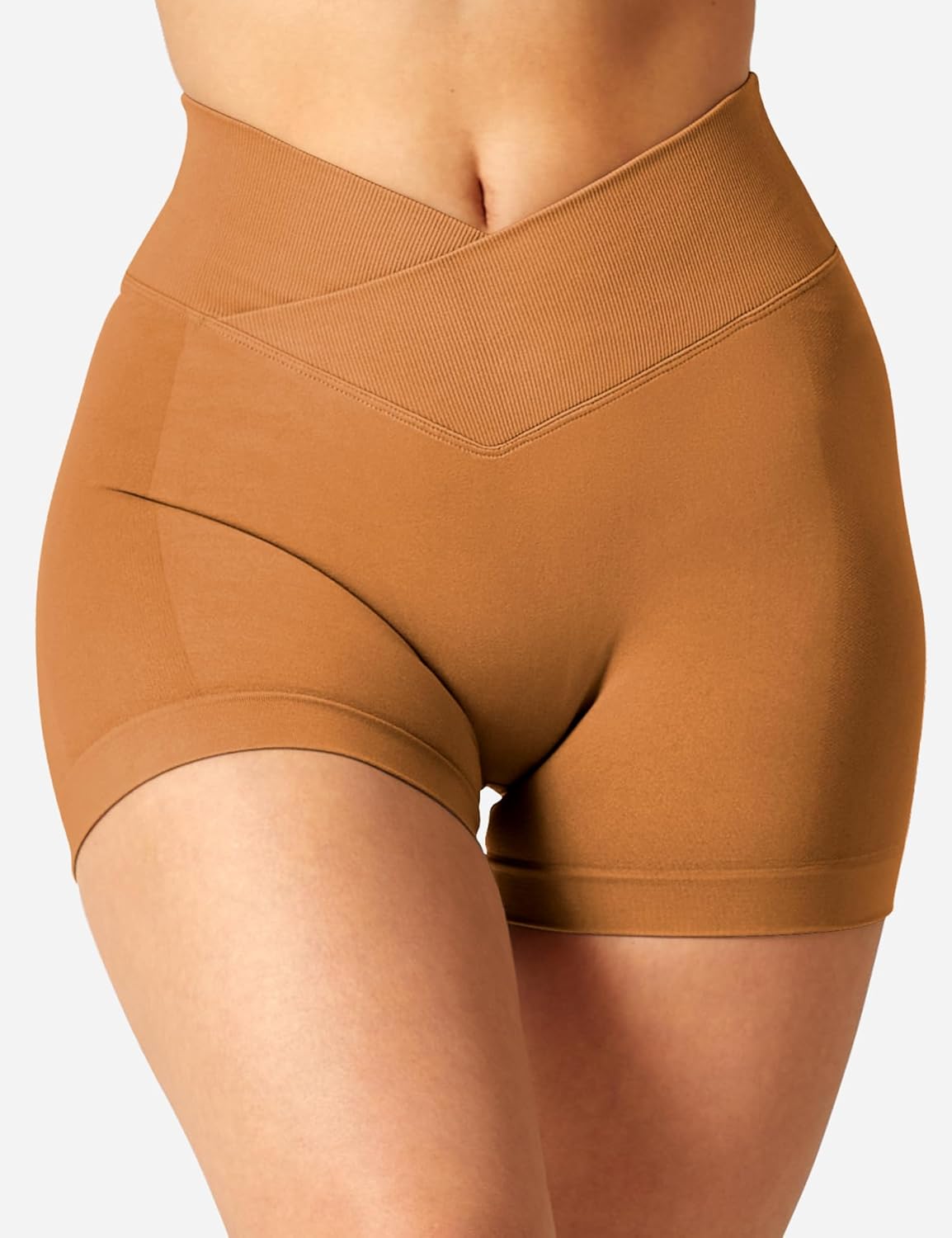 YEOREO Scrunch Butt Workout Shorts Women 3.5" Seamless V Cross Waist Sport Gym Amplify Shorts - Image 4