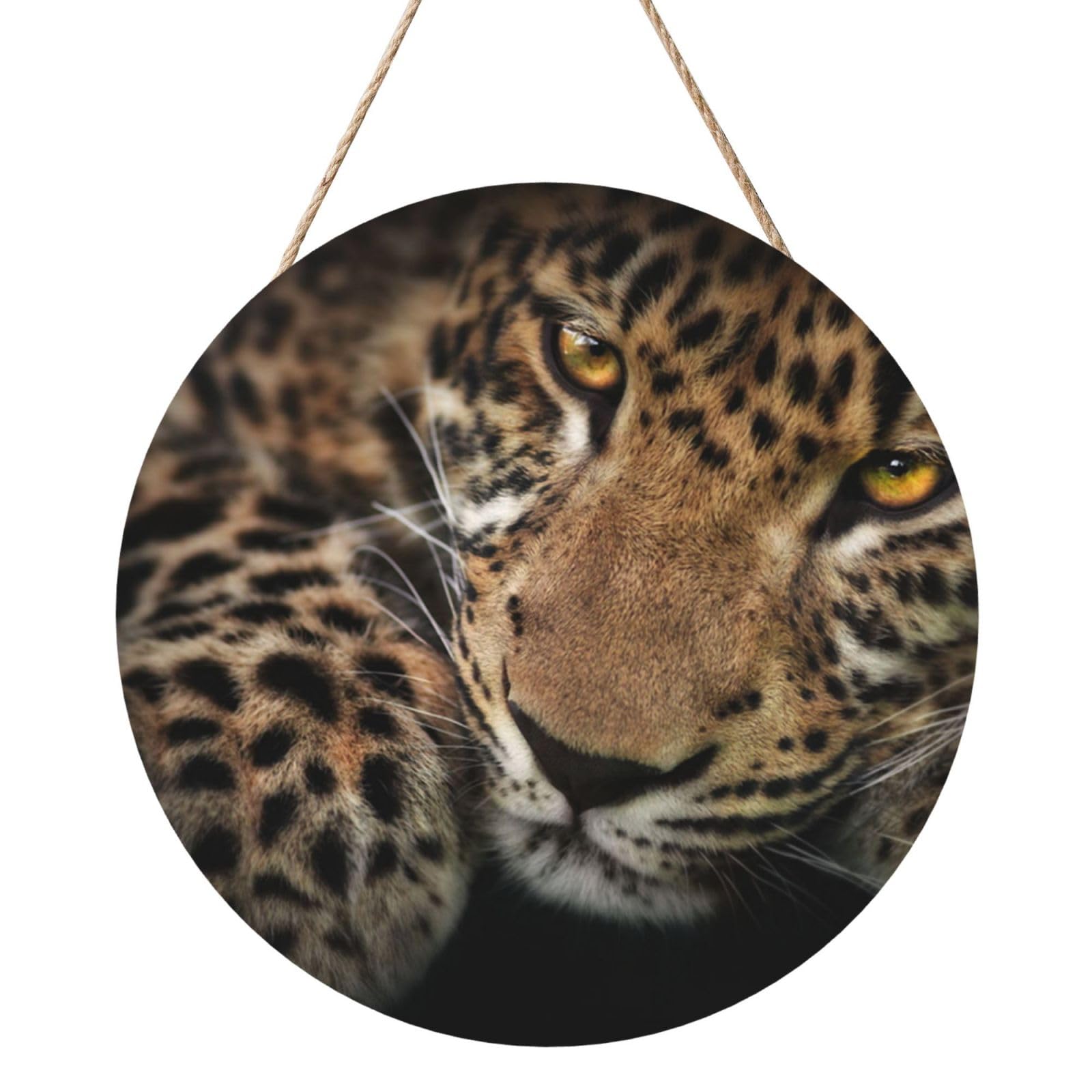 Leopard, Round Wood Panel Painting 12 in, Wall Hanging Painting For Home