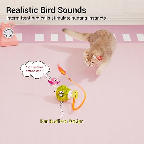 Miniatura 8 de Potaroma Juguete interactivo para gatos con sensor de movimiento, sonido de canto y hierba gatera, divertido diseño de granada con cola de malla,