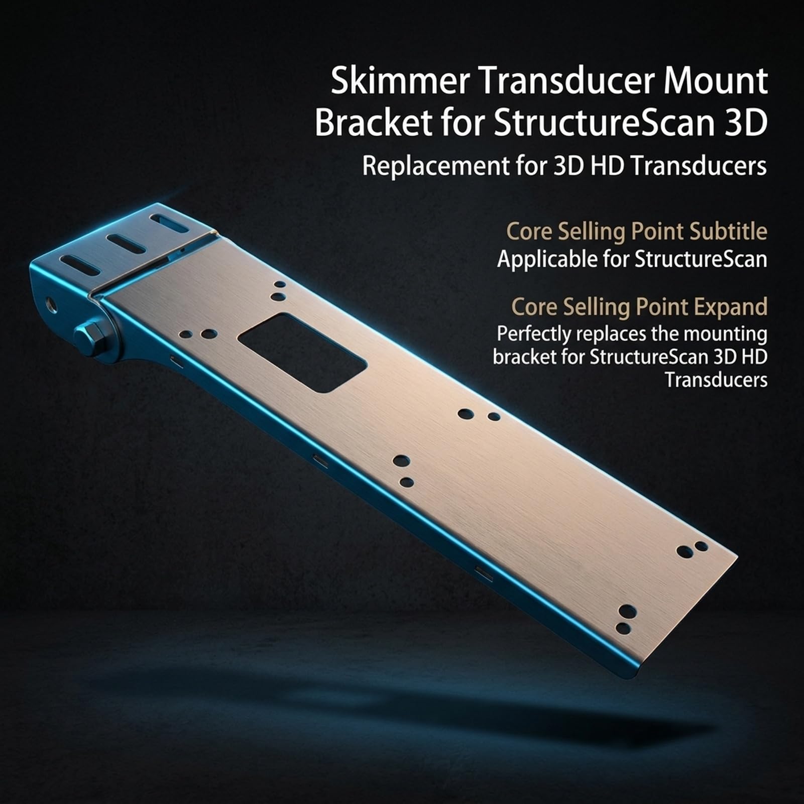Staffa di montaggio per trasduttore ZenithAur Skimmer regolabile in acciaio inossidabile Parte 000 12603 001 per StructureScan 3D HD, kit staffa di montaggio per trasduttore sullo
