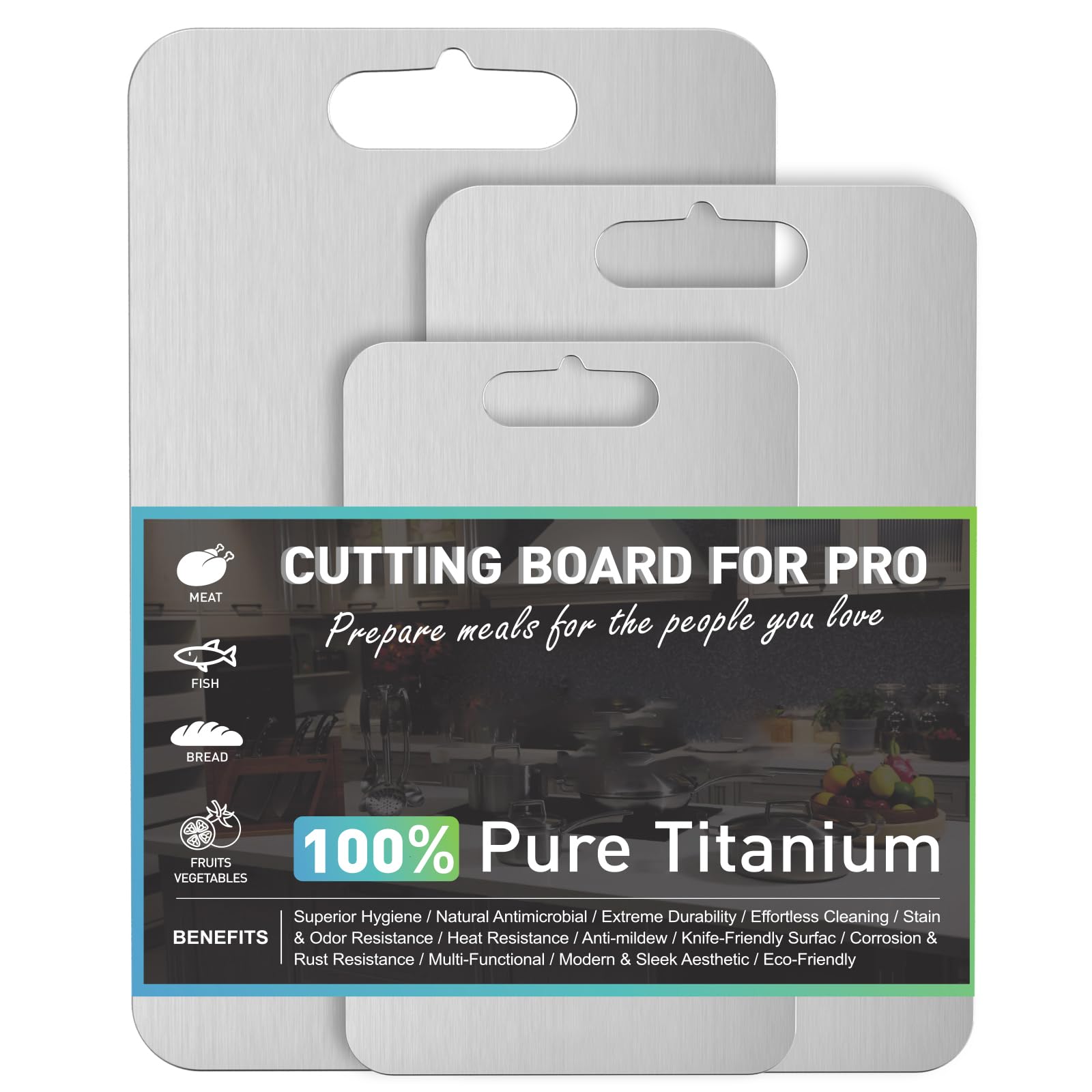 Titanium Cutting Boards Set of 3,