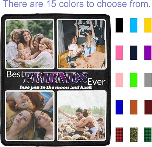 Miniatura 2 de Manta personalizada para regalar a amigos, mantas personalizadas con fotos, haz una manta de cama personalizada con mis amigos, manta de recuerdo