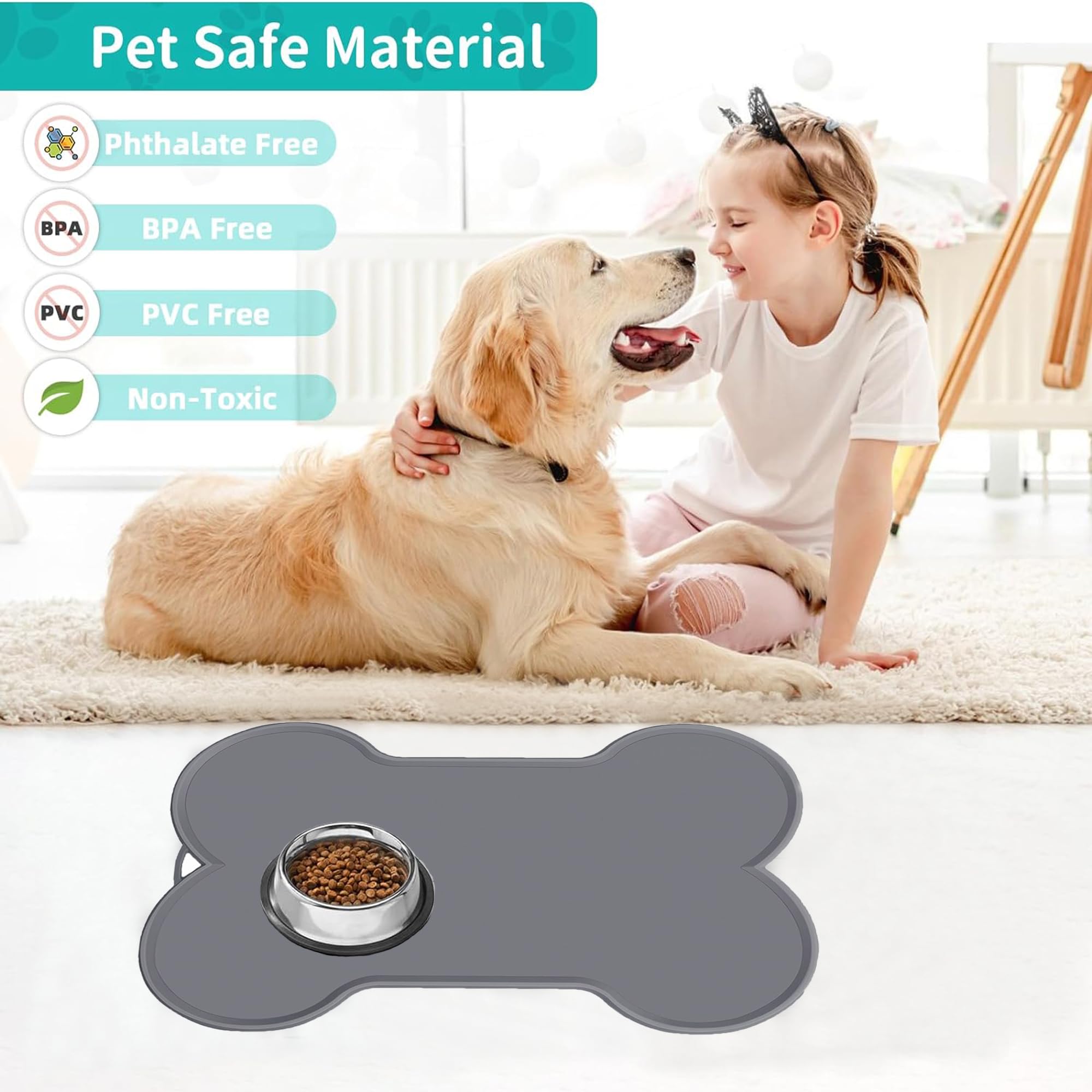 Tappetino In Silicone Per Ciotole Cane E Gatto - Antiscivolo E Impermeabile - Foto 7