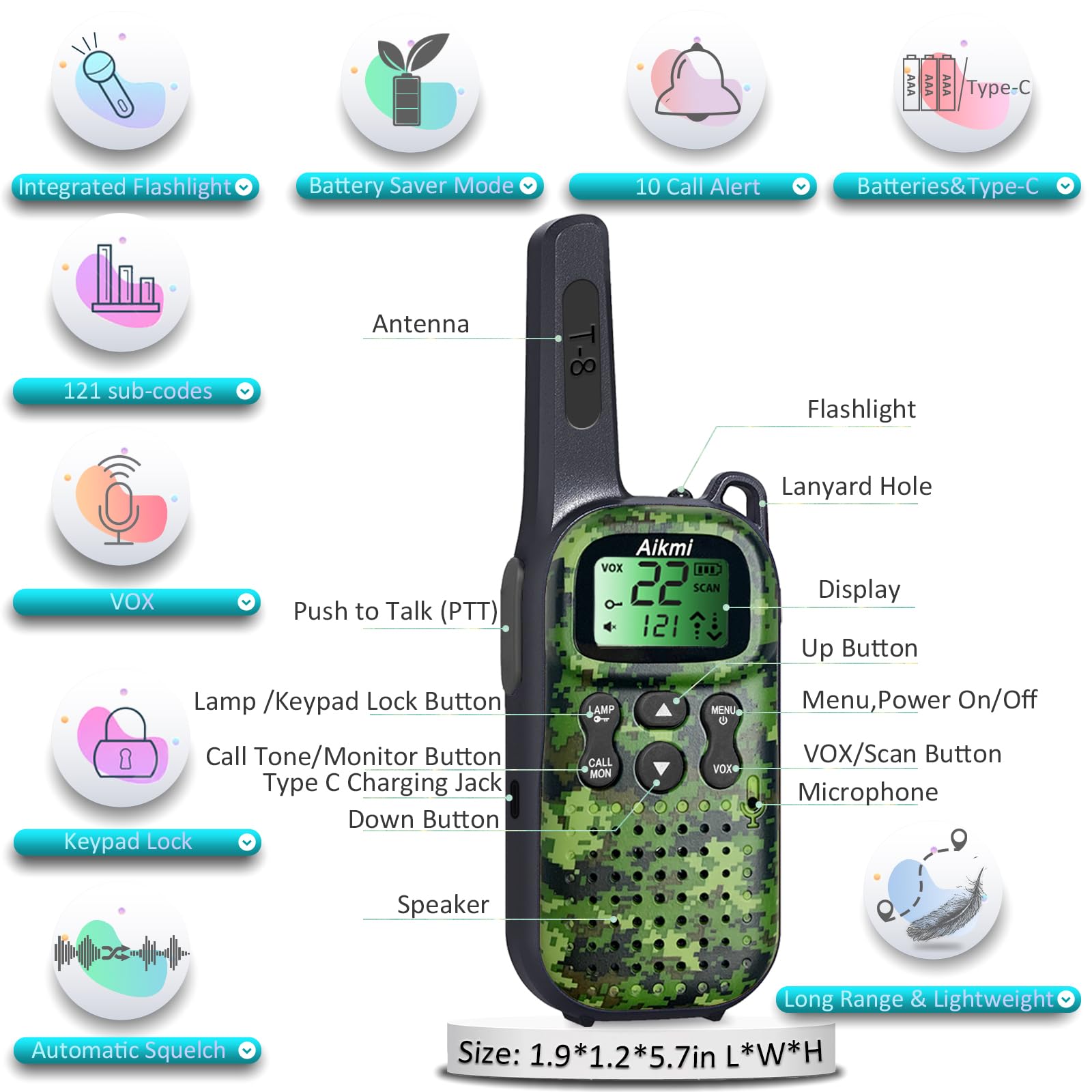 Walkie Talkies para niños, regalos para niños de 5 años en adelante, radio de 2 vías de largo alcance para camping, caza, senderismo, juego al aire libre, 6, 7, 8, 9, 10 años, regalo de cumpleaños 2