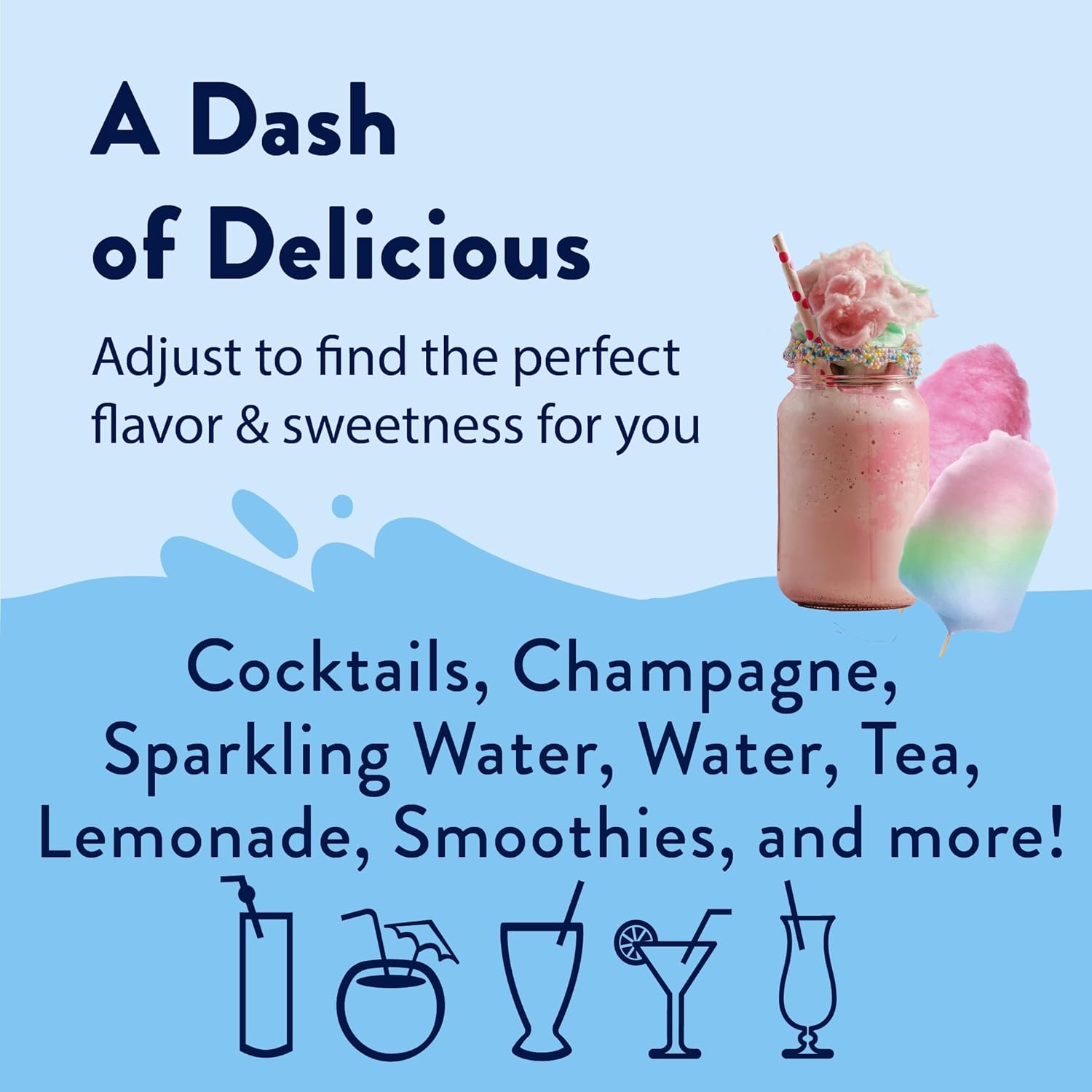 Jordan's Skinny Mixes Sugar Free Syrup, Cotton Candy, Fruit Flavored Water Enhancer, Drink Mix, Iced Tea, Lemonade, Drinks, Low Calorie Water Flavoring, Dairy & Gluten Free, Kosher, 25.4 Fl Oz, 6 Pack