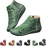 Keilani Women's Vintage Ankle Boots,Keilani Boots,Side Zipper Flat Waterproof Ankle Boots Women,Arch Support Boots,Womens vintage casual short ankle boots,Journee wide calf boots for women