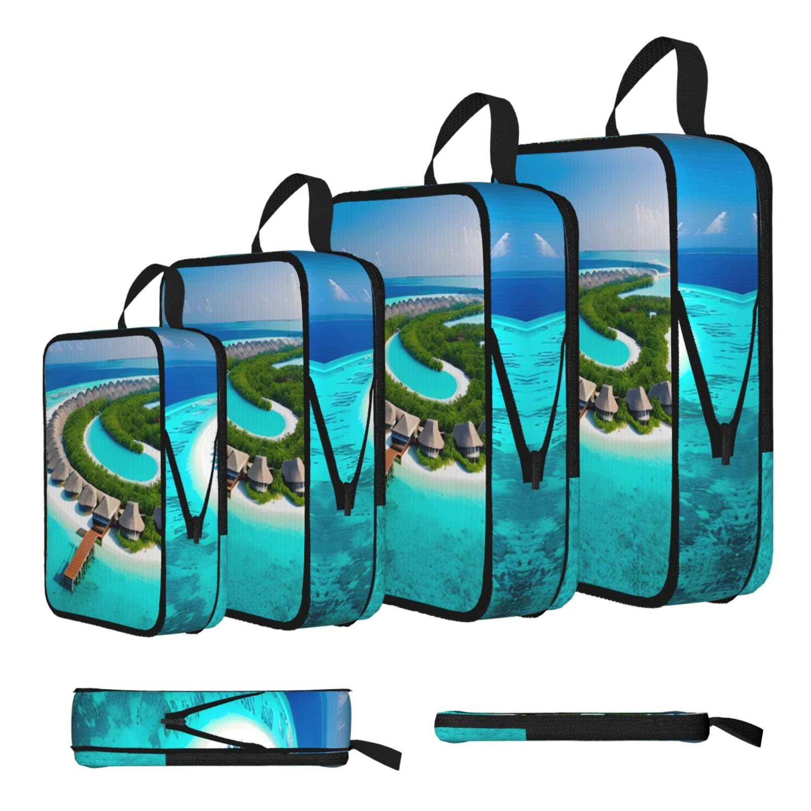 Maldives Scenery Compression Packing Cubes 4 Piece Set