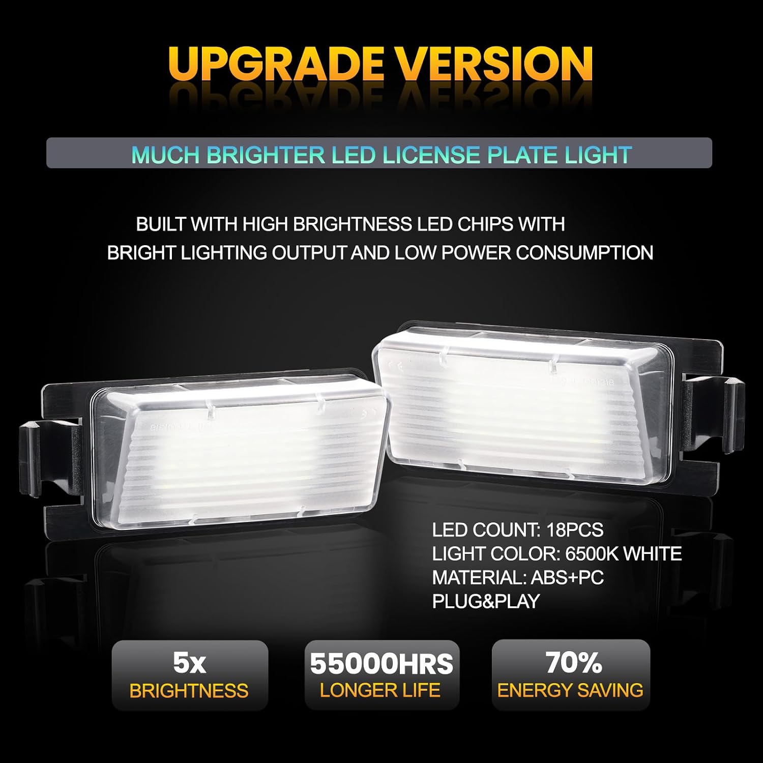 AUTOXBERT 2PCS LED License Plate Lights For Nissan 350Z 370Z Cube Leaf Sentra GT-R Versa & Infiniti G25 G35 G37 Q60 LED License Plate Tag Lights 6000K