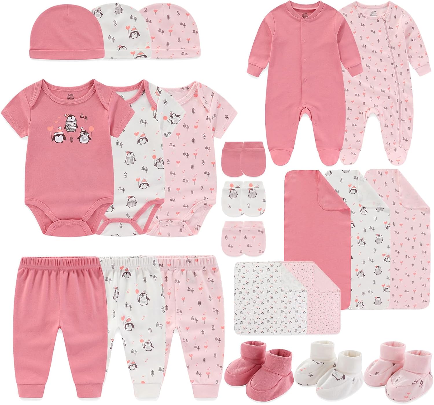 Unisex Newborn Layette Set 22 Piece Gender Neutral Newborn Clothes & Accessories Set Infant Essentials