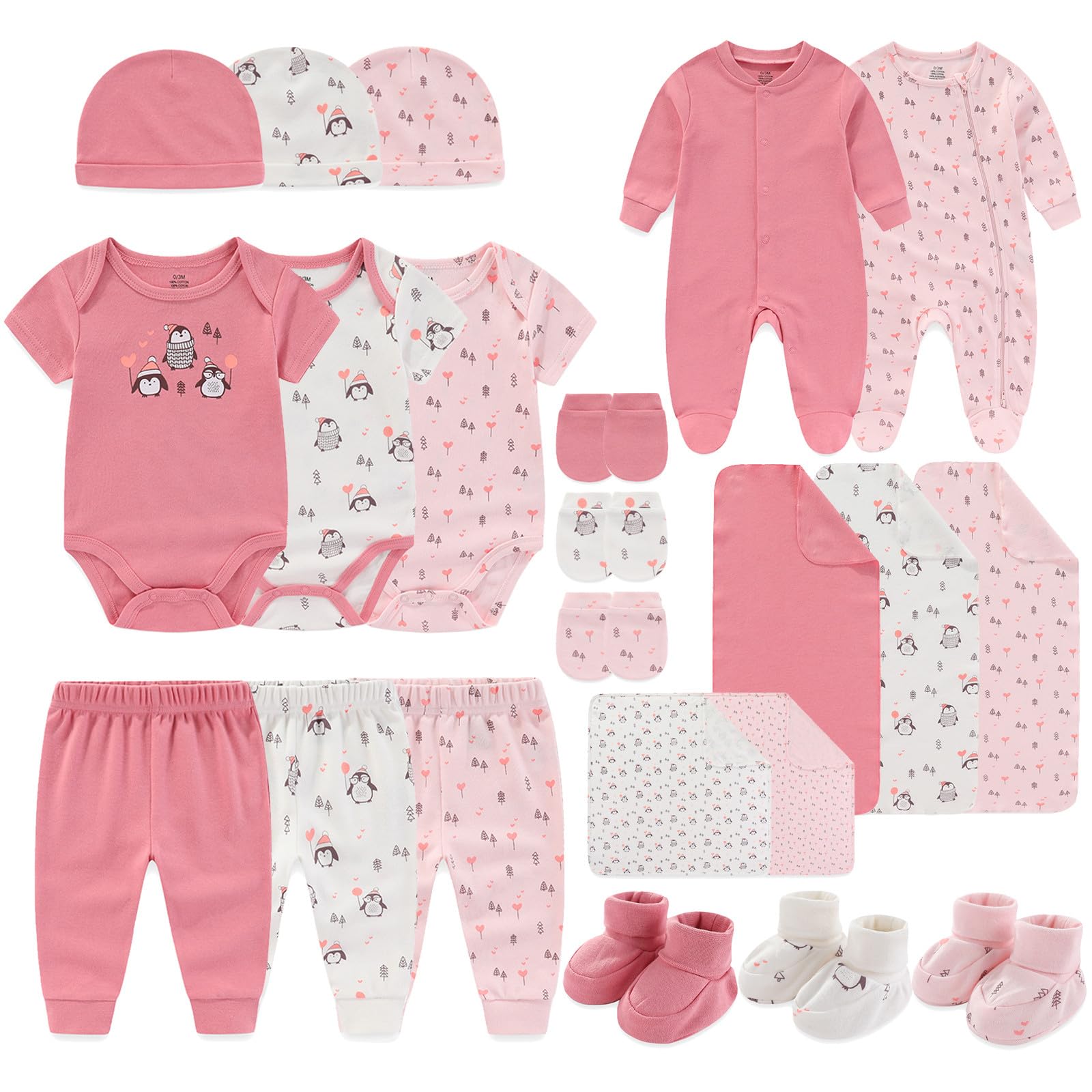 Ecojoy Unisex Newborn Layette Set 22 Piece Gender Neutral Newborn Clothes & Accessories Set Infant Essentials