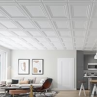 Vista 2 de Art3d Azulejos de techo de PVC, hoja de plástico de 2 x 2 pies en blanco (paquete de 12)