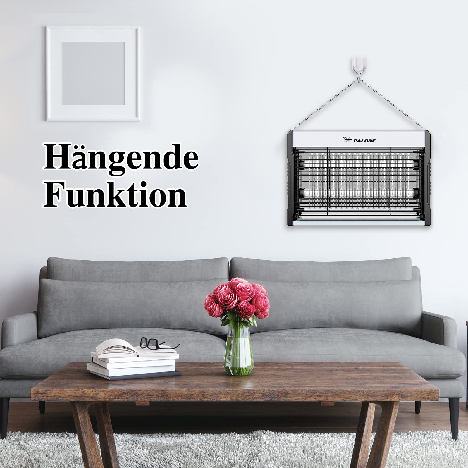 PALONE Insektenvernichter Elektrischer 3200V, Dual-Band Anziehun UV LED Bug Zapper USB Wandmontierter Mückenlampe mit Kabel Elektrische Fliegenfalle für Innen, Insektenlampe Gegen Mücken, Fliegen