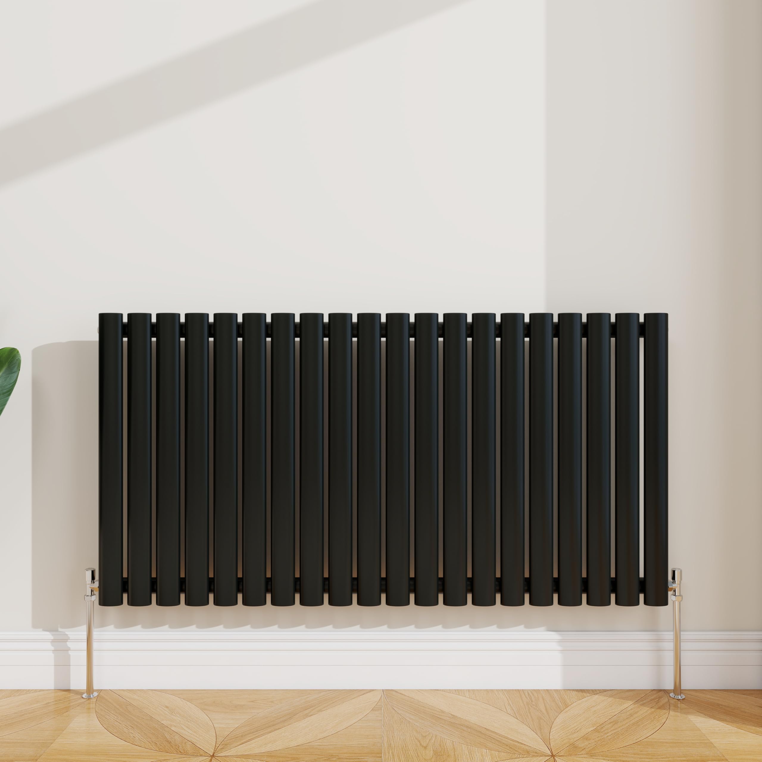SLINE SANITARY Horizontal Oval Column Rradiator Bathroom Central Heating Black 600×1180mm Single Panel Radiator