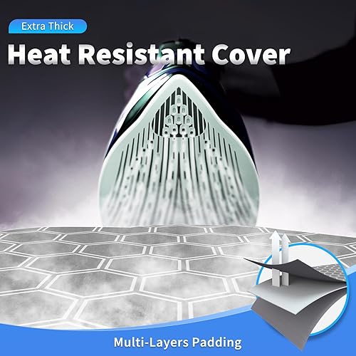 Miniatura 4 de Tabla de planchar de tamaño completo de 57 pulgadas de largo x 15 pulgadas de ancho, tabla de planchar grande y resistente con soporte de hierro,