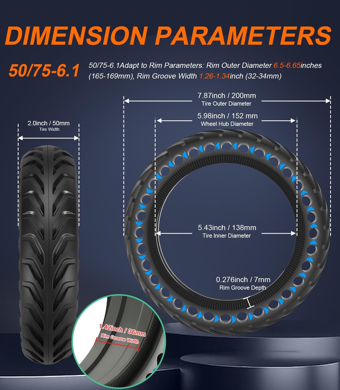 BANGTING 2 Pack Upgrade 50/75-6.1 Tubeless Scooter Tires, 8.5x2.0 Puncture-Proof Soild Tire, 8 1/2 x2 Replacement Airless Tyres for Gotrax GXL V2/XR/APEX, Hiboy S2, Xiaomi 3 Lite/3/Pro 2/1s/M365