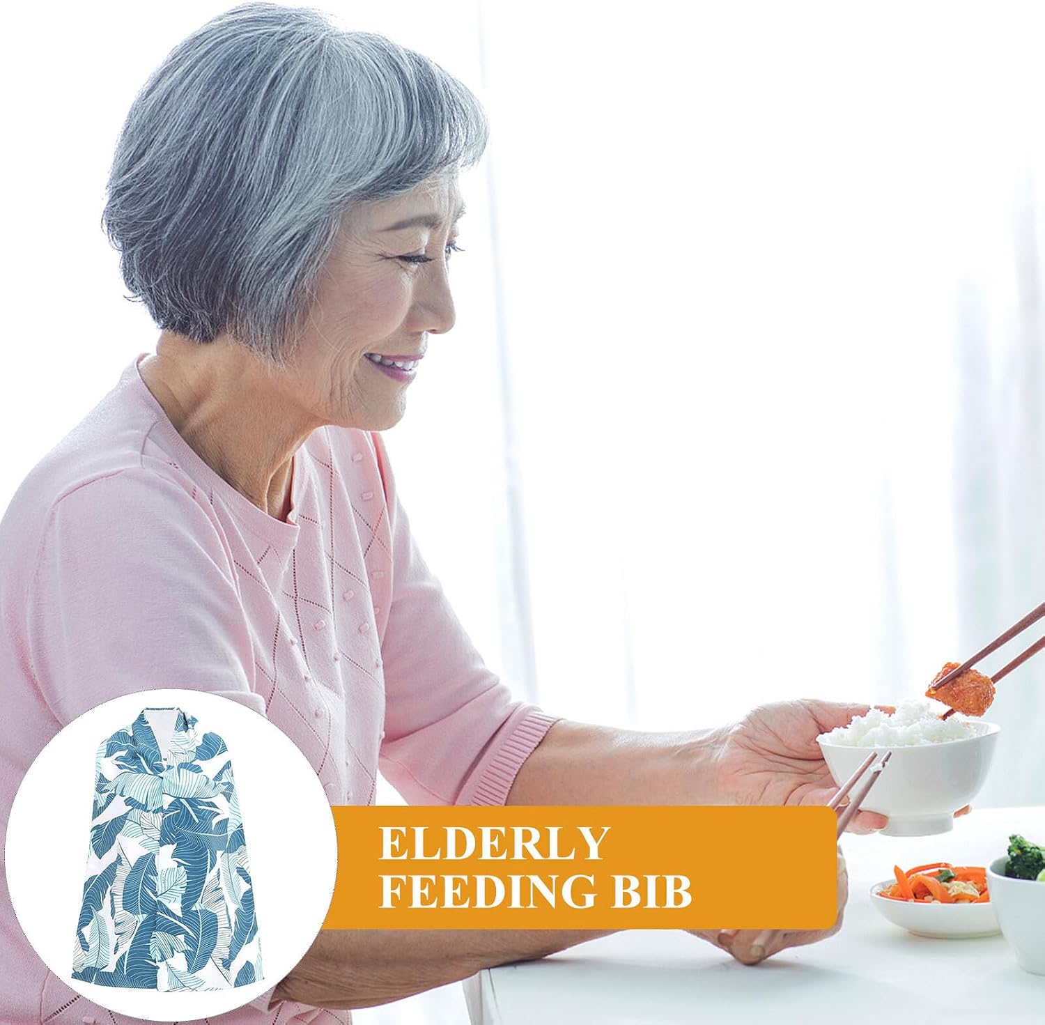 Reusable Adult Bib for Elderly with Oversized Loose Fit Comfortable Dining Scarf Washable Eating Aid for Seniors and Safe Clothing Protector for Adults