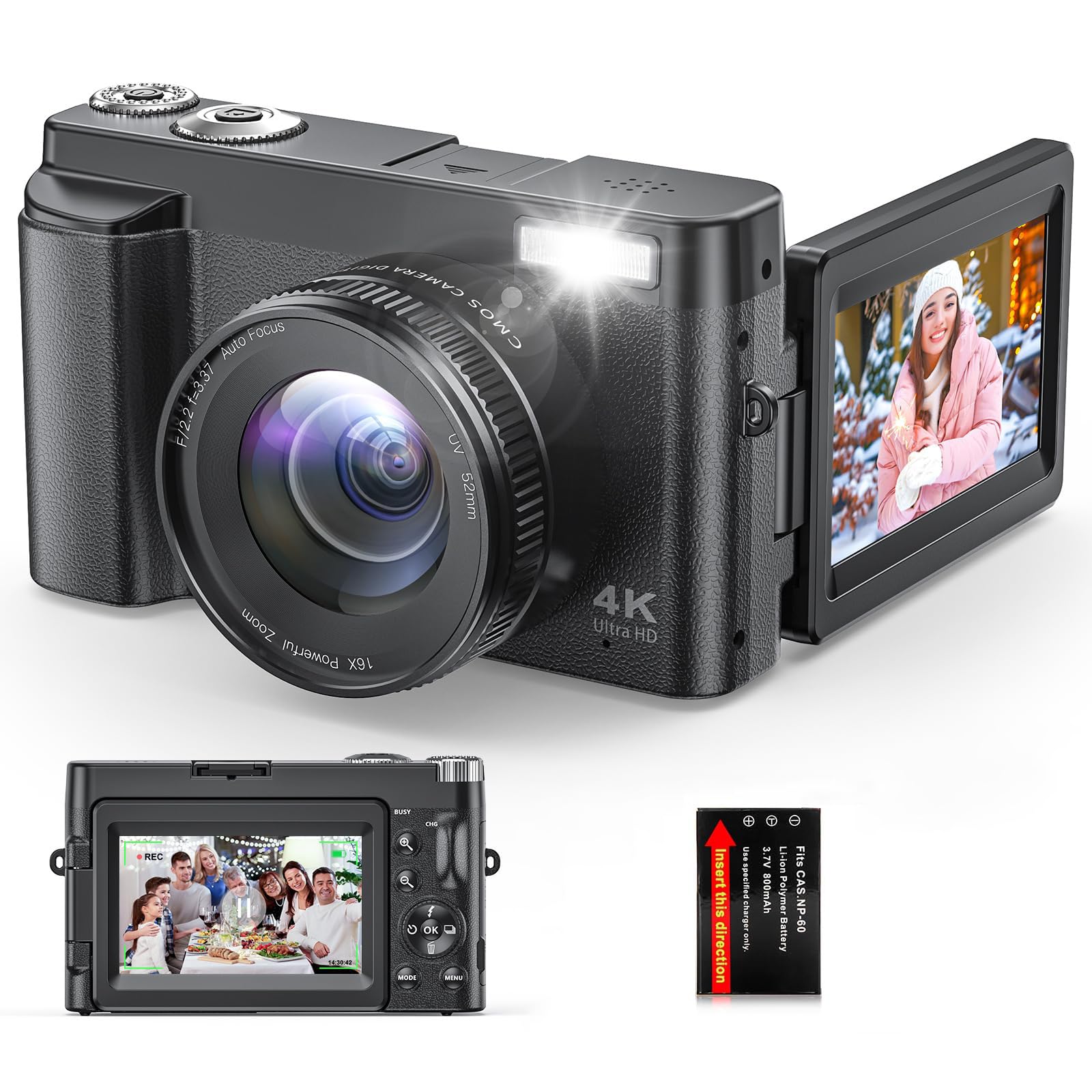 Camera Fotografica, Zoom de 16x Camera Digital, Sensor de Imagem Cmos Cybershot, 8 Megapixel Camera Fotografica Digital, Camera Cybershot, Cyber Shot, Maquina Fotografica, Camera 4k