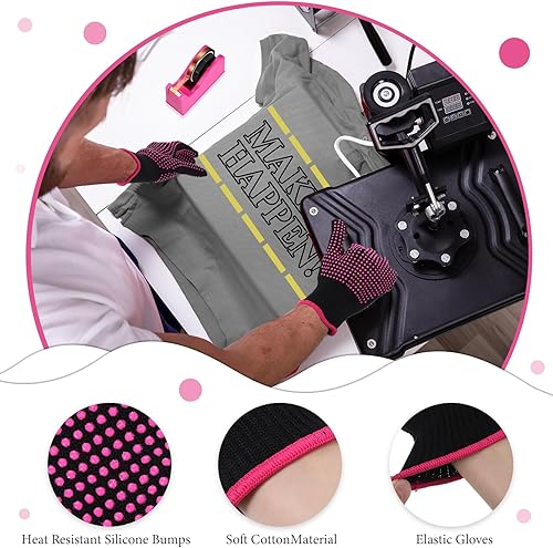 Miniatura 4 de Kosiz Juego de 20 dispensadores de cinta térmica, 6 cintas térmicas de varios tamaños para sublimación, 2 guantes de prensa resistentes con golpes