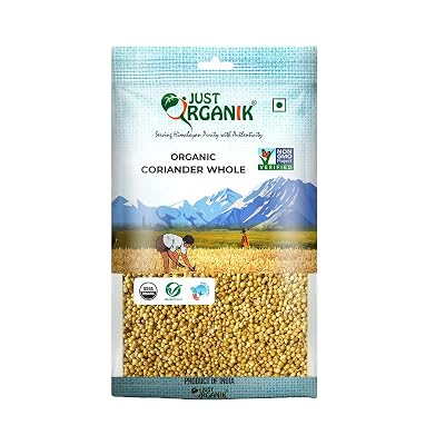 Just Organik - Organic Coriander Whole 250 g | Dhania Sabut | 100% organic | chemical free | 250 g | spice | coriander s