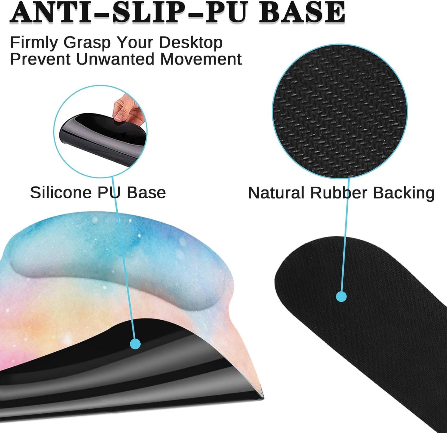 Arttown Iridescent Cloud Desk Mat Cute Mouse Pad Set 4 in 1 Colorful Starry Sky Ergonomic Design Large Desk Pad + Keyboard Wrist Rest + Mouse Wrist Rest + Coaster Suitable for Home Office Study Game